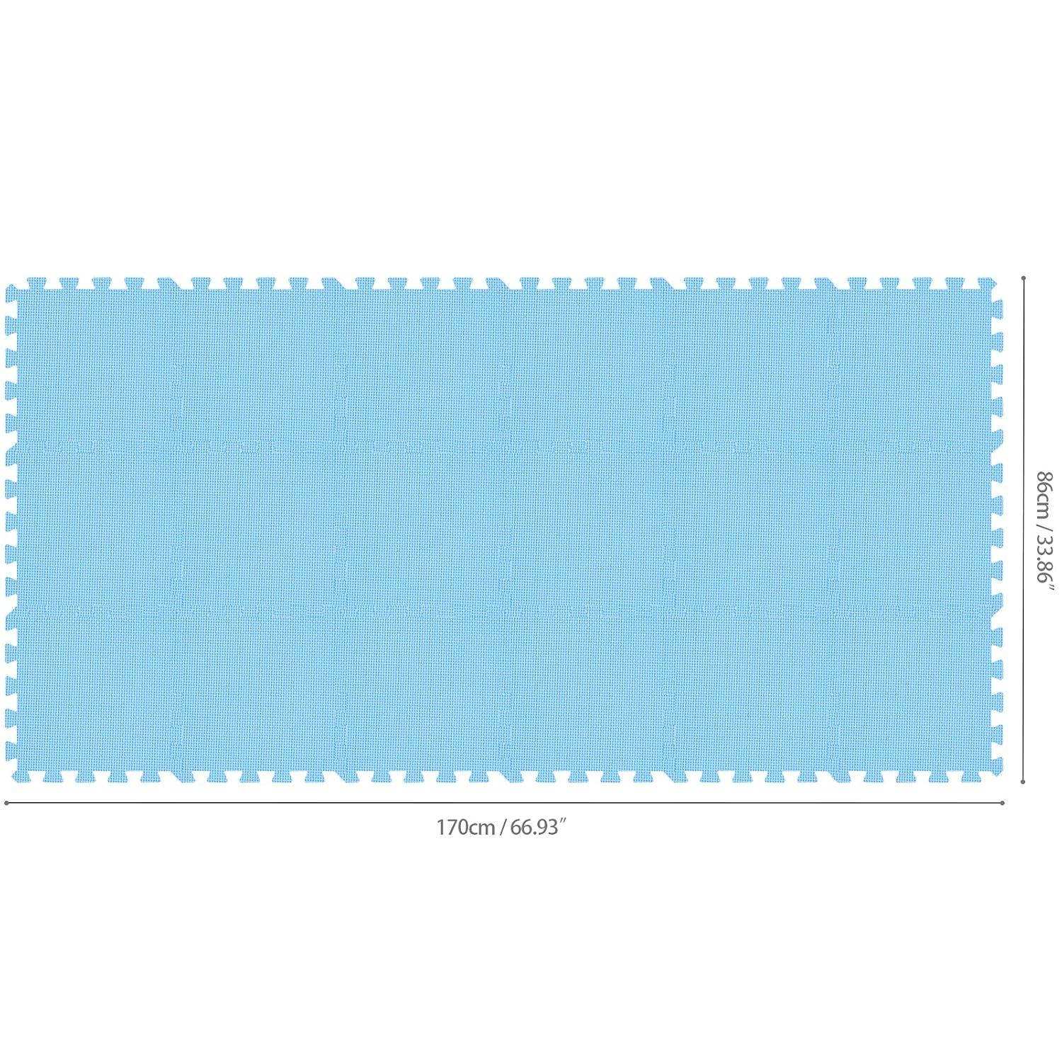 qqpp EVA Rubber 18 Tiles Interlocking Puzzle Foam Floor Mats - Baby Play Mat for Playing | Exercise Mat for Home Workout. Blue. QC-Gb18N