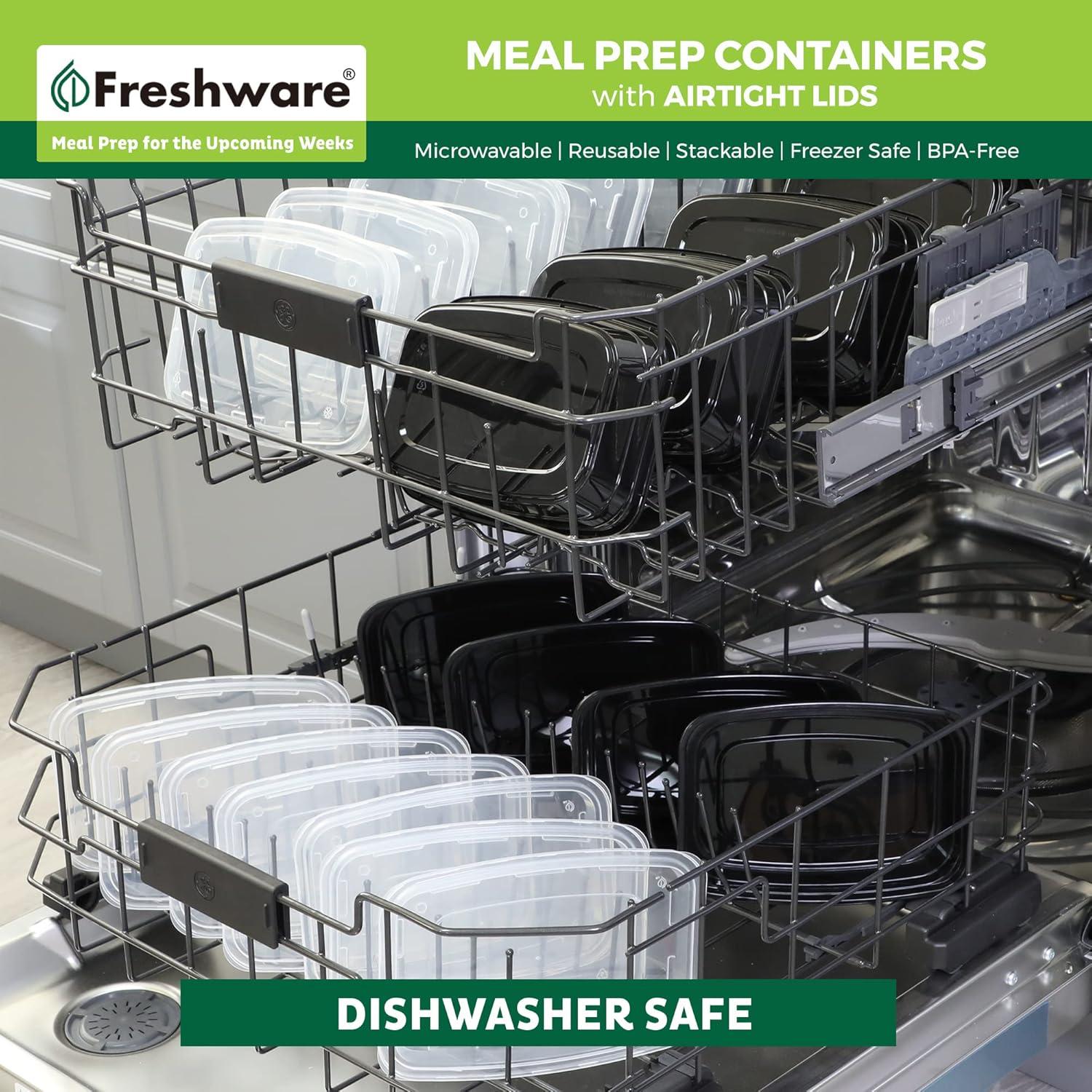 Freshware Meal Prep Containers [50 Pack] 1 Compartment Food Storage Containers with Lids, Bento Box, BPA Free, Stackable, Microwave/Dishwasher/Freezer Safe (16 oz) 1-Compartment, 50-Pack, 16 ounce