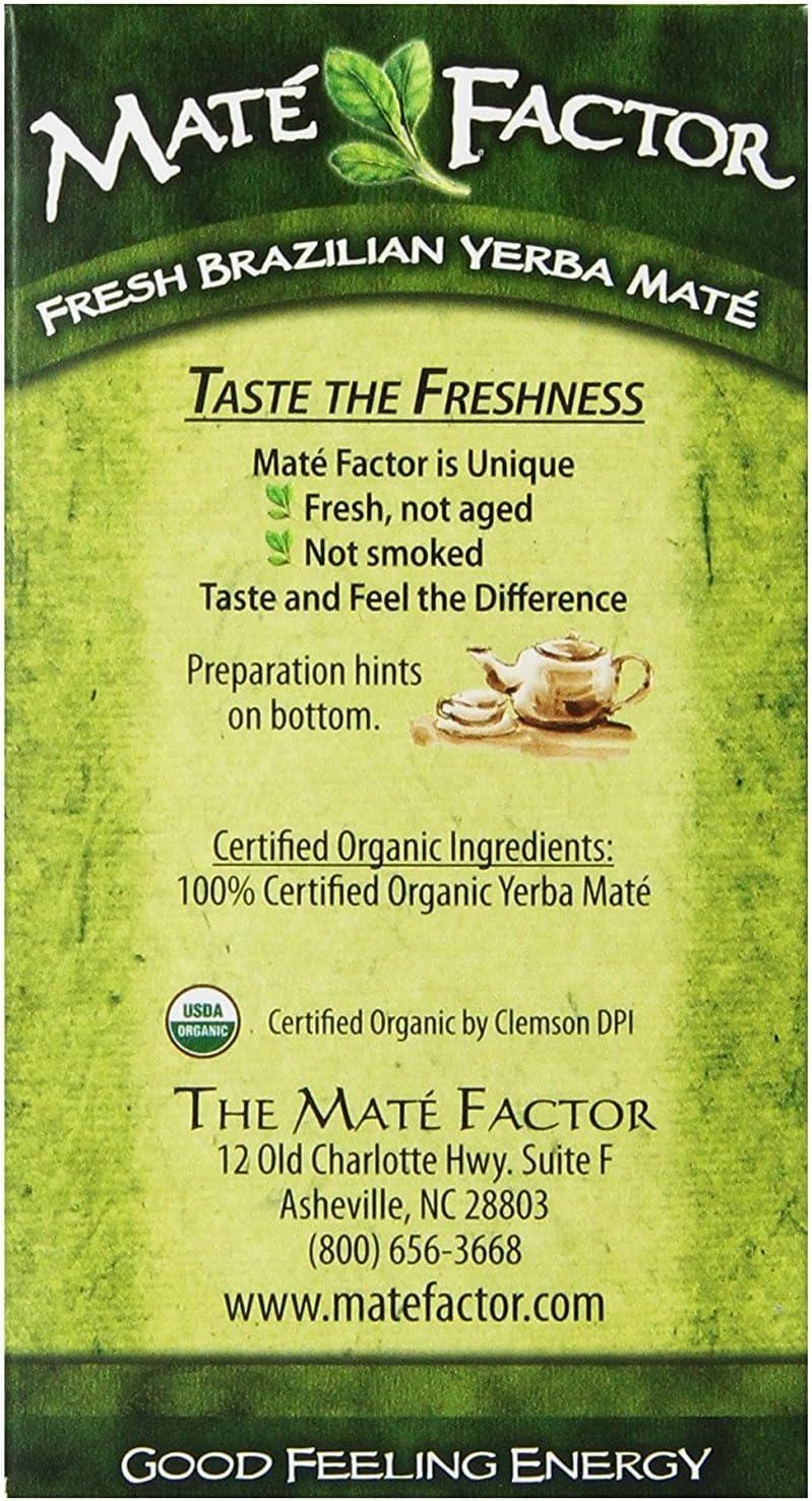 Mate Factor Fresh Green Organic Yerba Mate - Case of 6 - 24 Bags