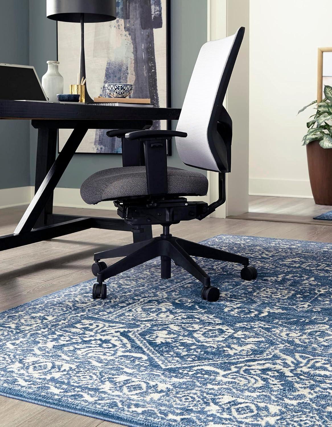 Unique Loom Boston Collection Area Rug - Floral (3' 3" x 5' 3" Rectangle White Blue/Gray)