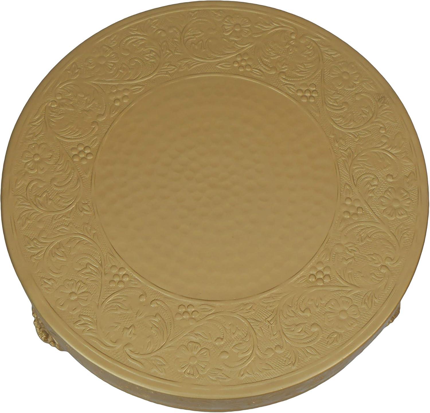 Efavormart 18 inch Gold Round Embossed Metal Cake Plateau Stand Riser Wedding Birthday Party Dessert Cake Pedestal Display Plate