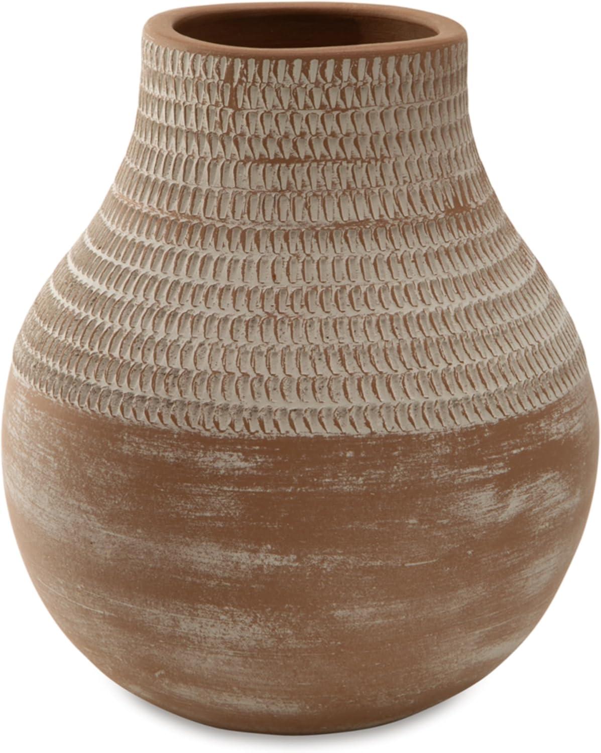 Distressed White Ceramic Terra Cotta Vase