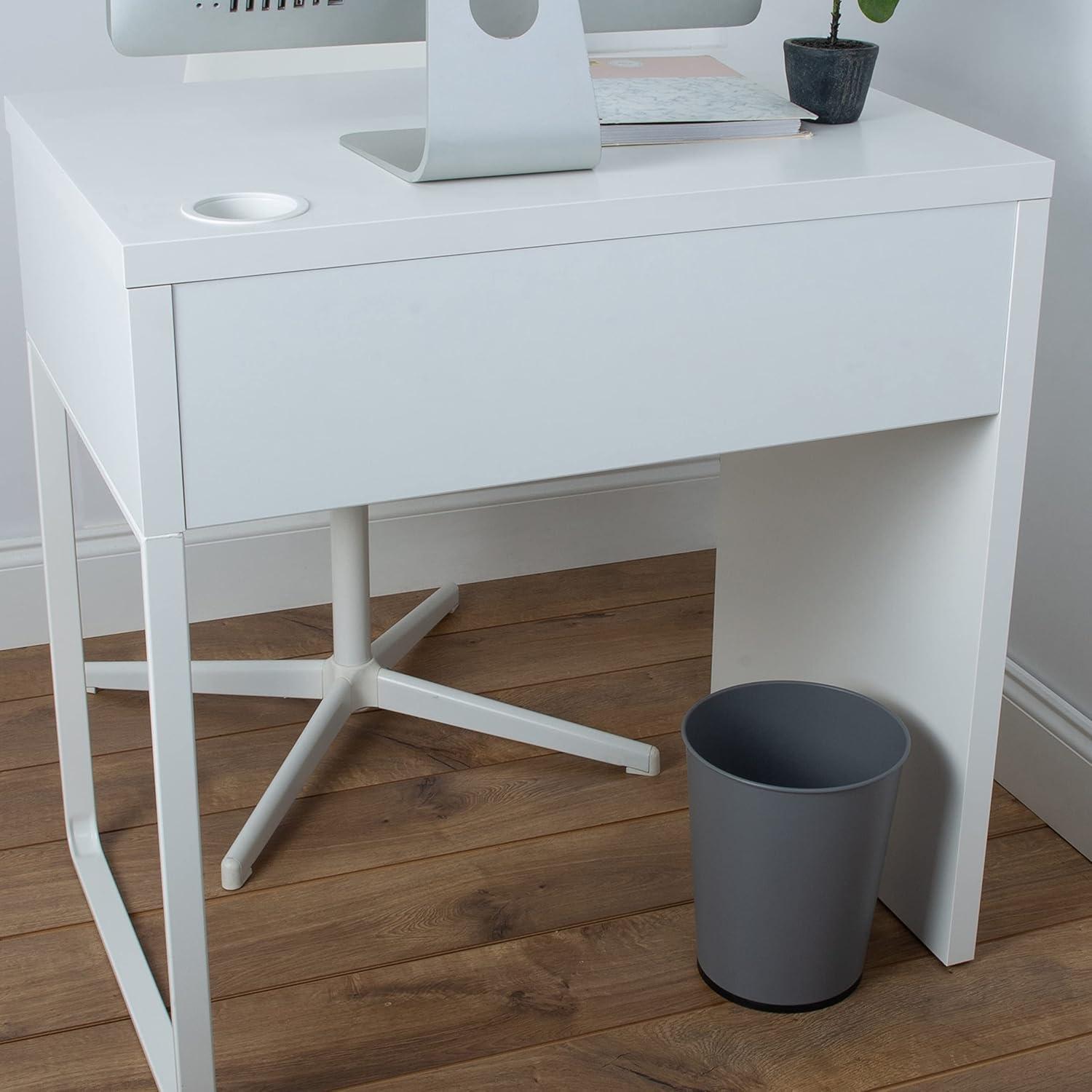 Bath Bliss 5 Liter Small Wastebasket | 2 Pack | Round Open Top | Trash Can | Bathroom | Bedroom | Kitchen | Office | Dorm | Disposal Waste Bin | Garbage | Grey