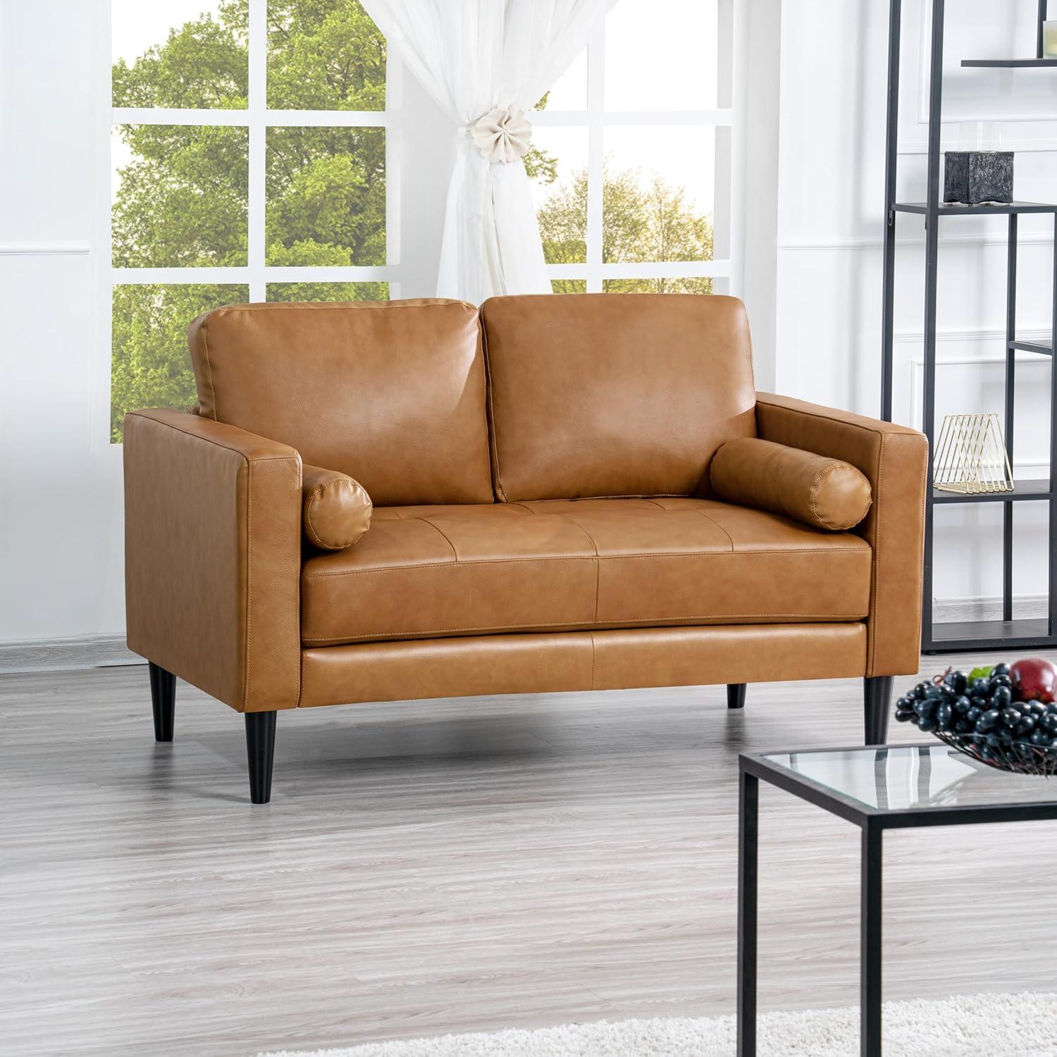 Marisa Tan Leather Loveseat and Armchair Set