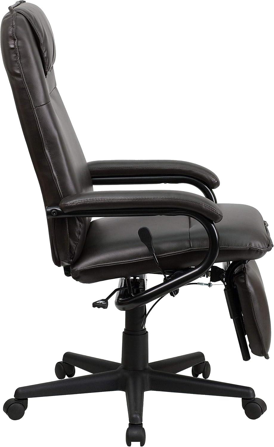 Flash Furniture High Back Brown LeatherSoft Executive Reclining Ergonomic Swivel Office Chair with Arms