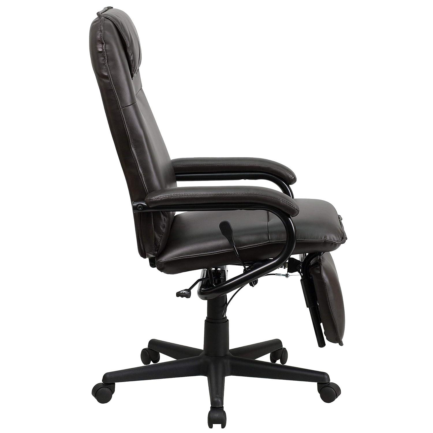 Flash Furniture High Back Brown LeatherSoft Executive Reclining Ergonomic Swivel Office Chair with Arms