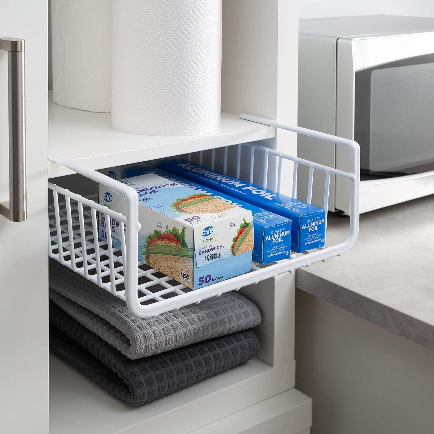 Organize It All Foil and Plastic Wrap Shelf Cabinet Organizer,13.5" x 12.5" L , White