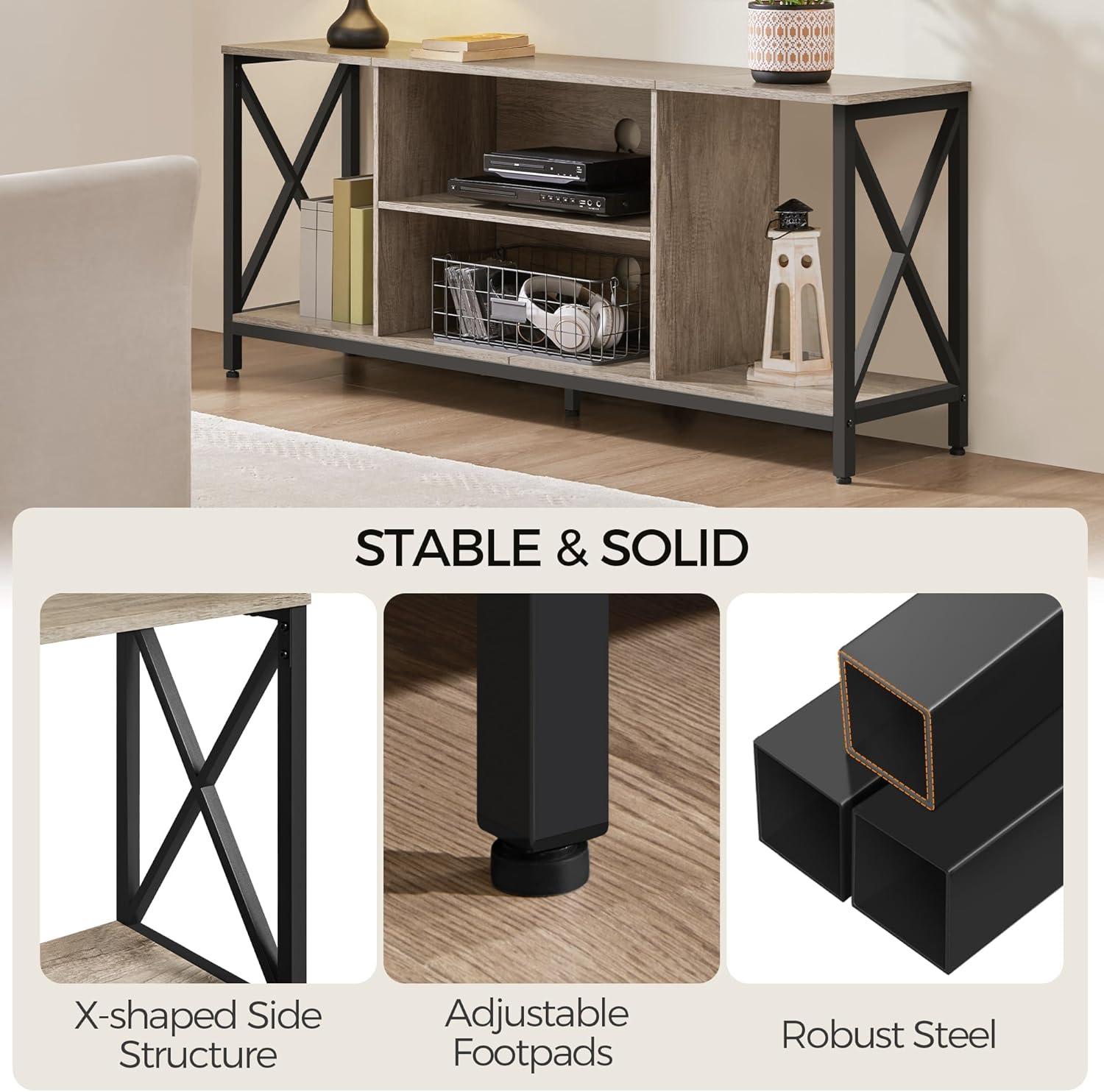 Yaheetech TV Stand for TVs up to 65 Inch with Storage Compartments,Gray