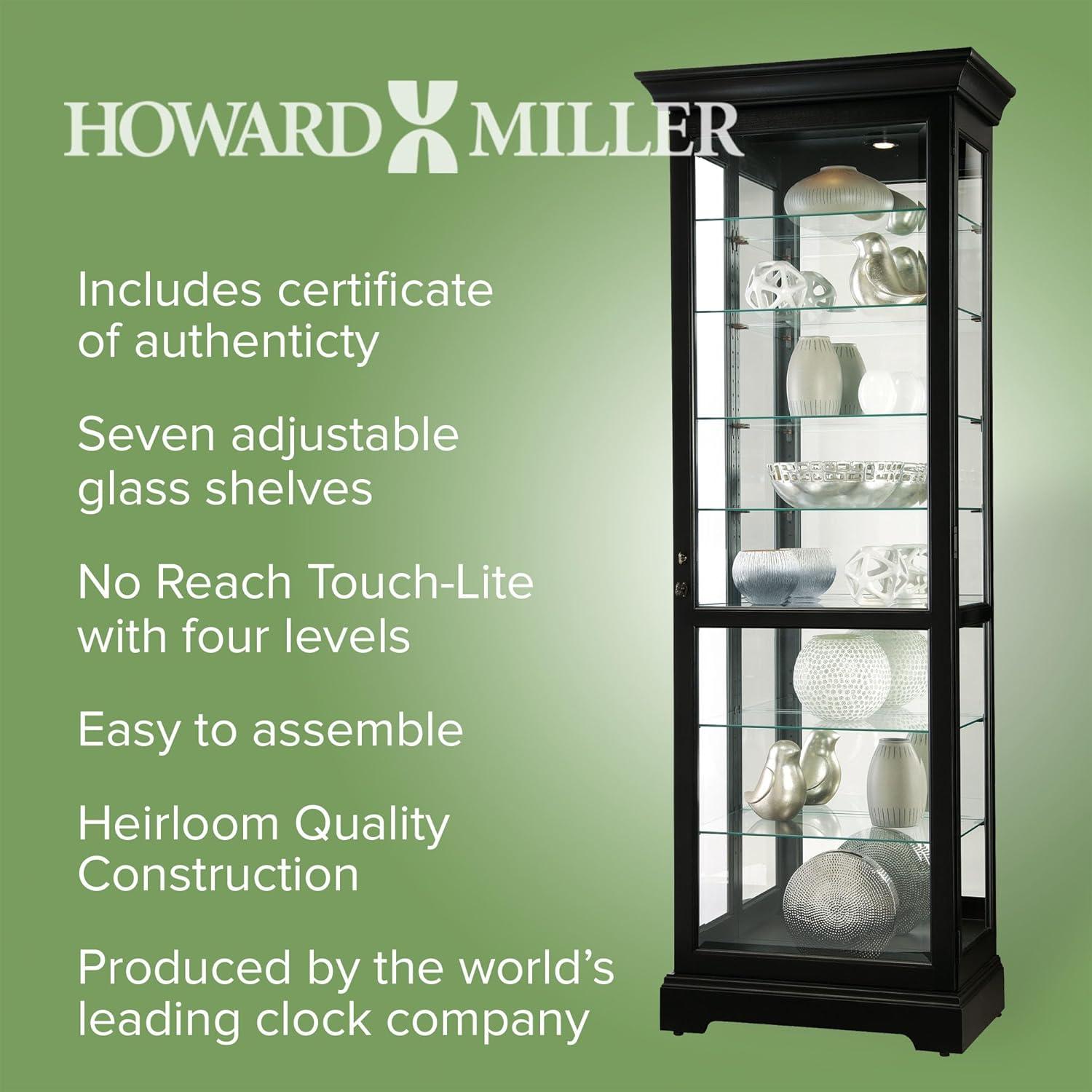 Greyleigh™ Flagg Lighted Gallery Style 5 Shelf Curio Cabinet in Onyx Black