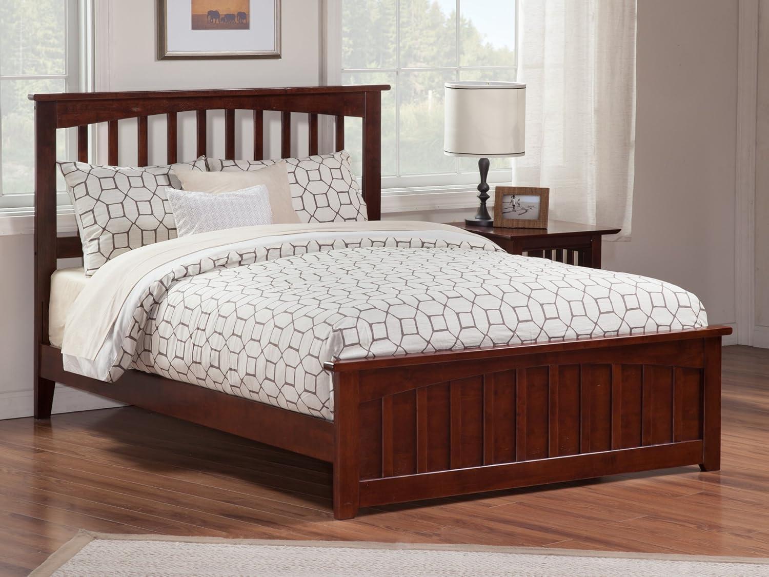 Mission Low Profile Solid Wood Platform Bed with Matching Footboard