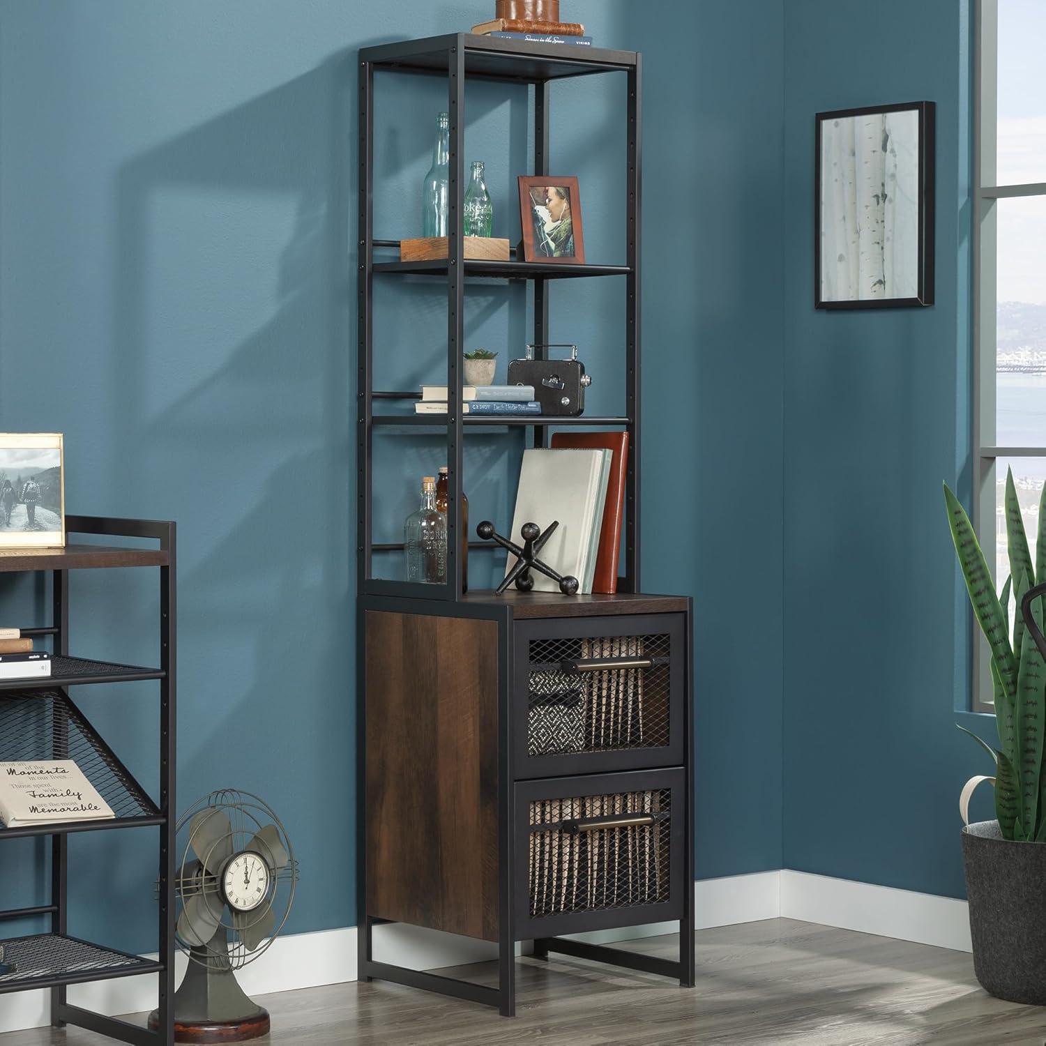 Sauder Briarbrook File Pedestal Tower Barrel Oak: 2 Drawers, Adjustable Shelves, MDF & Metal
