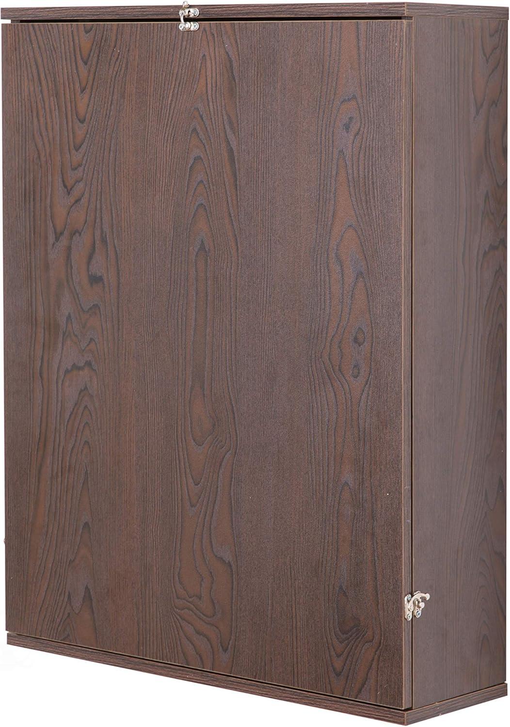 Basicwise Wall Mount Laptop Fold-out Desk with Shelves, Brown