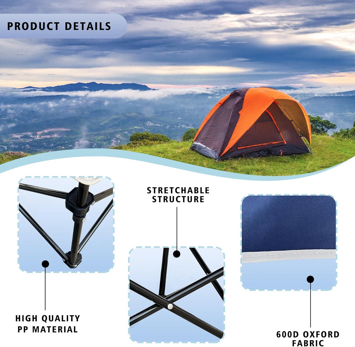 2 Tier Outdoor Camping Gear, Foldable Camping Table With Carry Bag And 4 Cup Holders,Lightweight Collapsible Canvas Table For Beach, Picnic, BBQ,Campfires,Fishing,Hiking,Tailgating