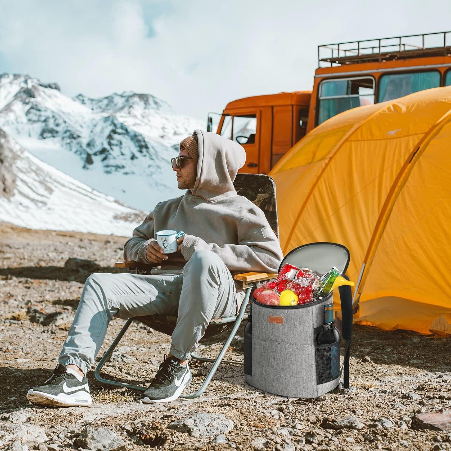 Camping Cooler Backpack 30 Cans, Soft Backpack Coolers Insulated Leak Proof Travel Cooler Bag Waterproof Lunch Picnic Beach Work Trip Thermal Bag Drink Beverage Beer Bag Cooler