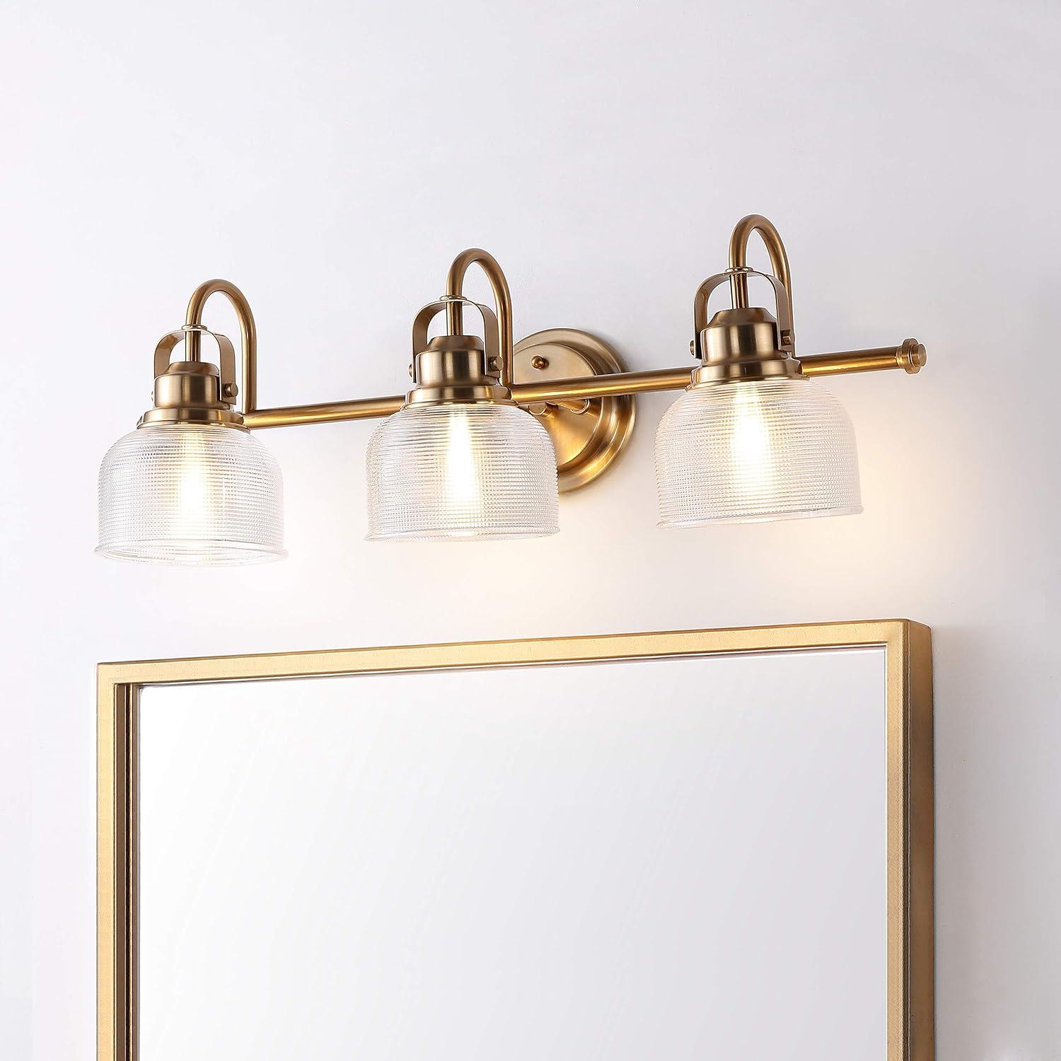 25.25" LED 3-Light Metal/Glass Virginia Pendent Brass/Gold - JONATHAN Y: ETL Listed, Bathroom Fixture
