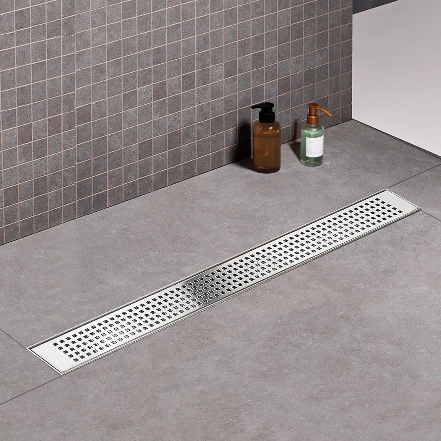 Linear Shower Drain, Shower Drain 24 Inch or 32 Inch with Removable Grate Cover