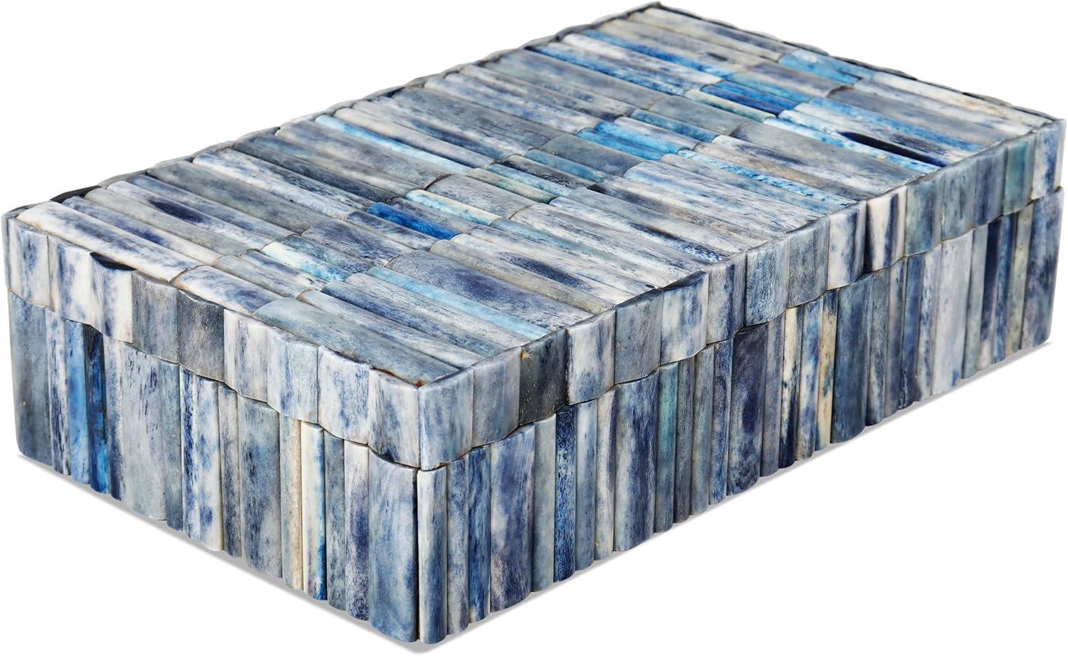 Handicrafts Home Decorative Box - Handmade Jewelry Organizer Box with Lid - Keepsake Box for Home Decor, Jewelry, Accessories, Collectibles - Modern Wooden Storage Box - Ocean, 8X6X1.5 inch