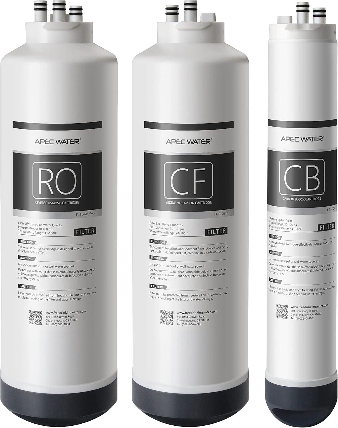 APEC Water MAX-TL600 Reverse osmosis Under sink/Wall Replacement Filter 3 -Pack