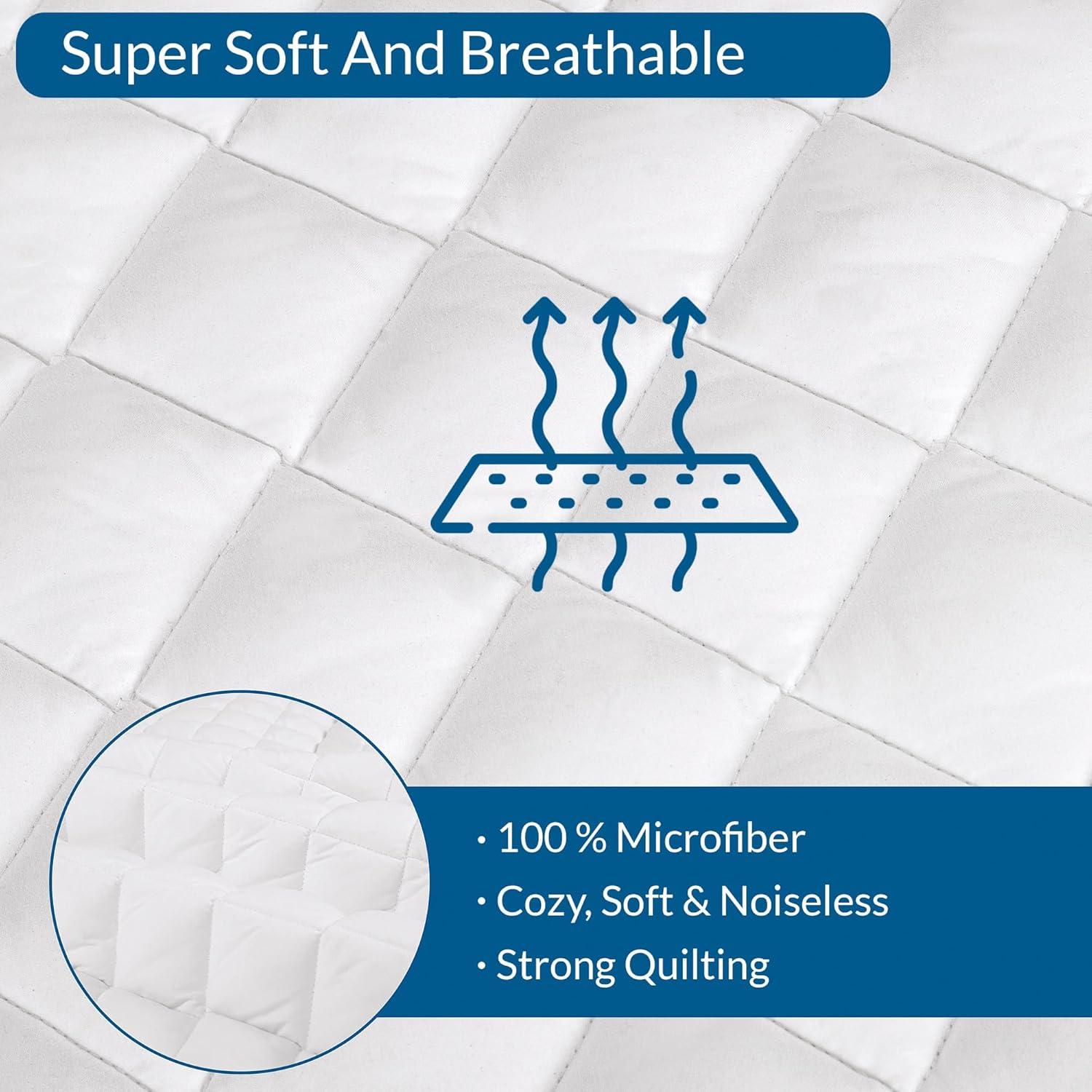 Mattress Pad - Soft and Hypoallergenic  - Thick and Odorless Polyester Filling - 152 Thread Count
