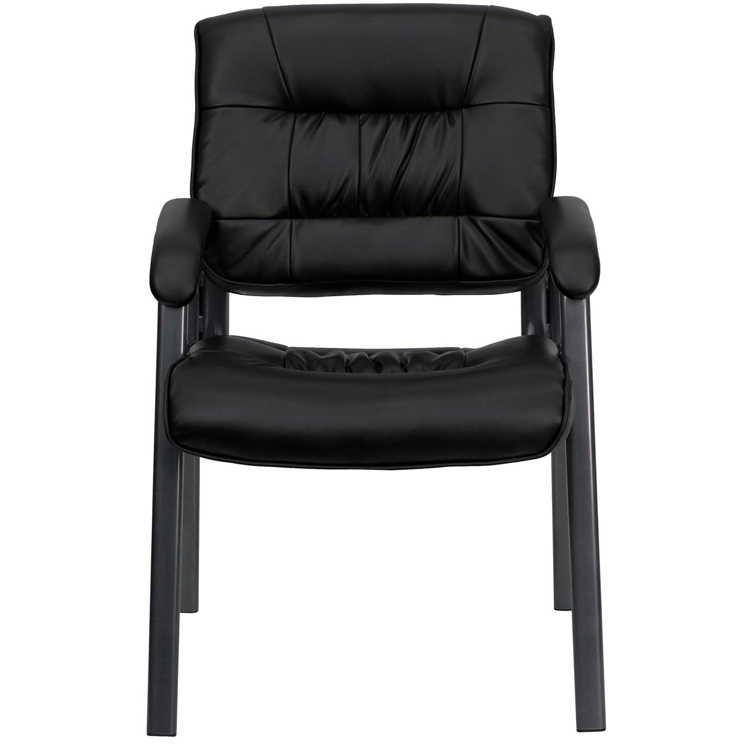 Emma and Oliver White LeatherSoft Executive Reception Chair with Black Metal Frame