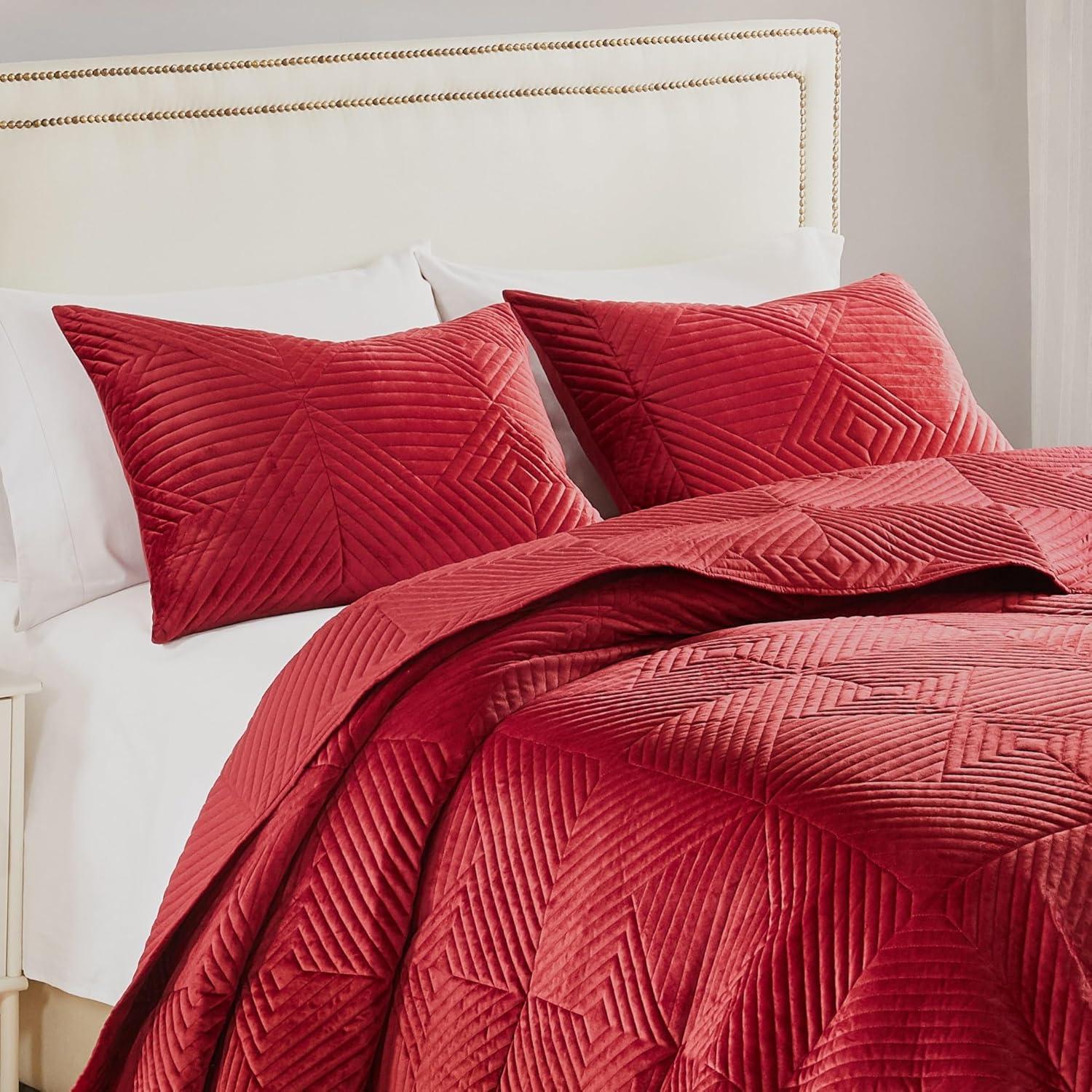 Greenland Home Fashion Riviera Velvet Ultra Comfortable Pillow Sham Standard Red