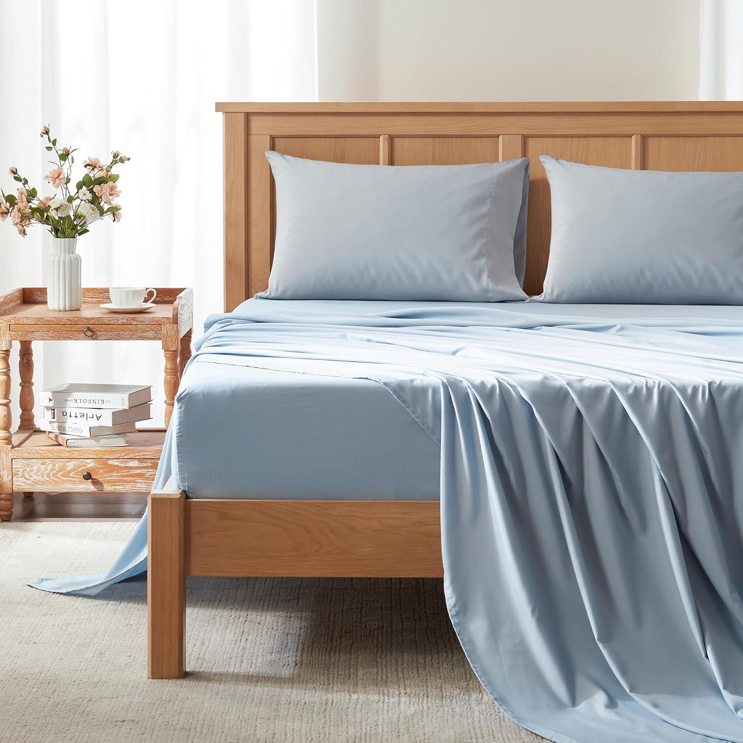 Comfort Spaces Microfiber Coolmax 4-Piece Blue Sheet Set, King