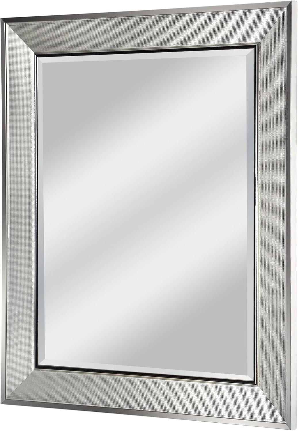 Pavé Chrome Frame Rectangular Beveled Wall Mirror - 29 x 35