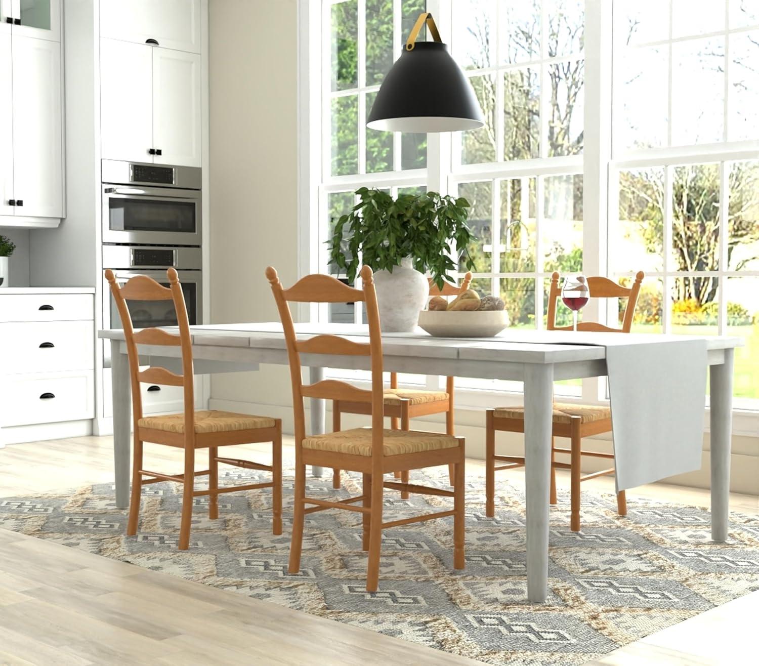 Carolina Living Aurora Rush Seat Dining Chair English Pine and Table: Woven, Ladder-Back, Wood Frame
