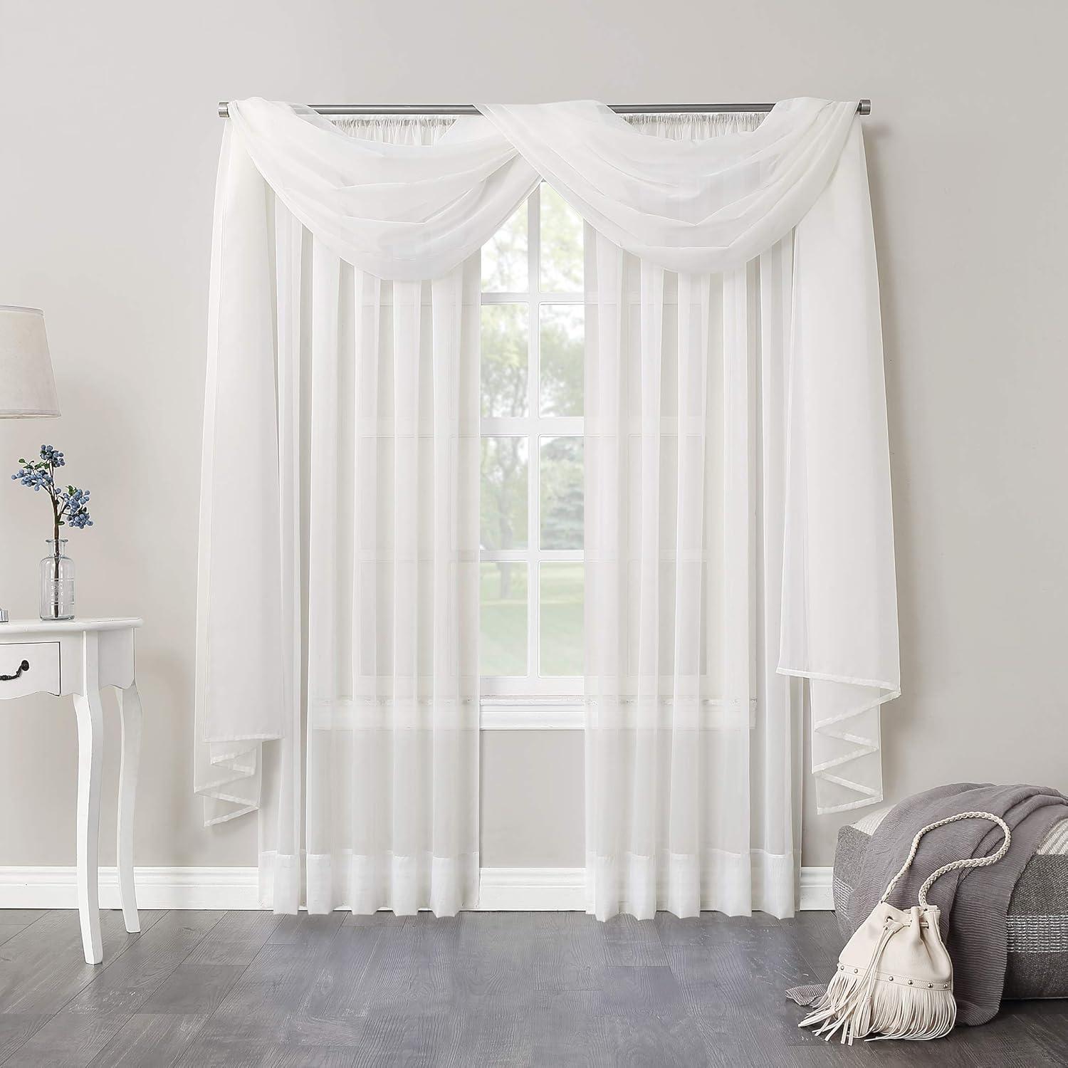 Eggshell Sheer Voile Rod Pocket Curtain Panel, 59" x 84"