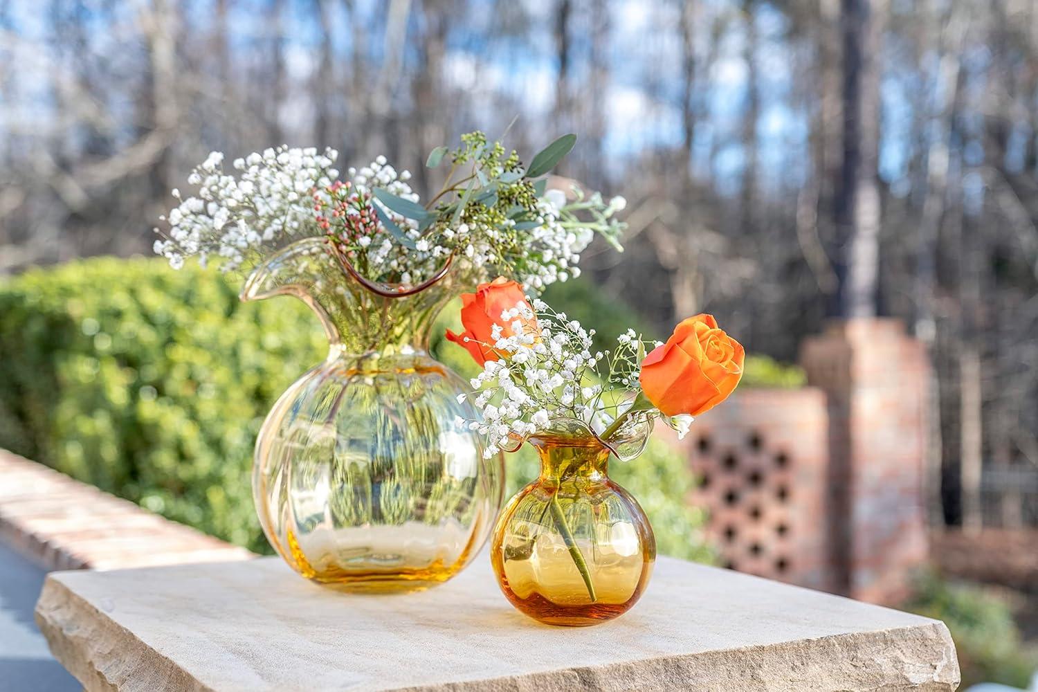 Amber Glass Medium Fluted Bud Vase