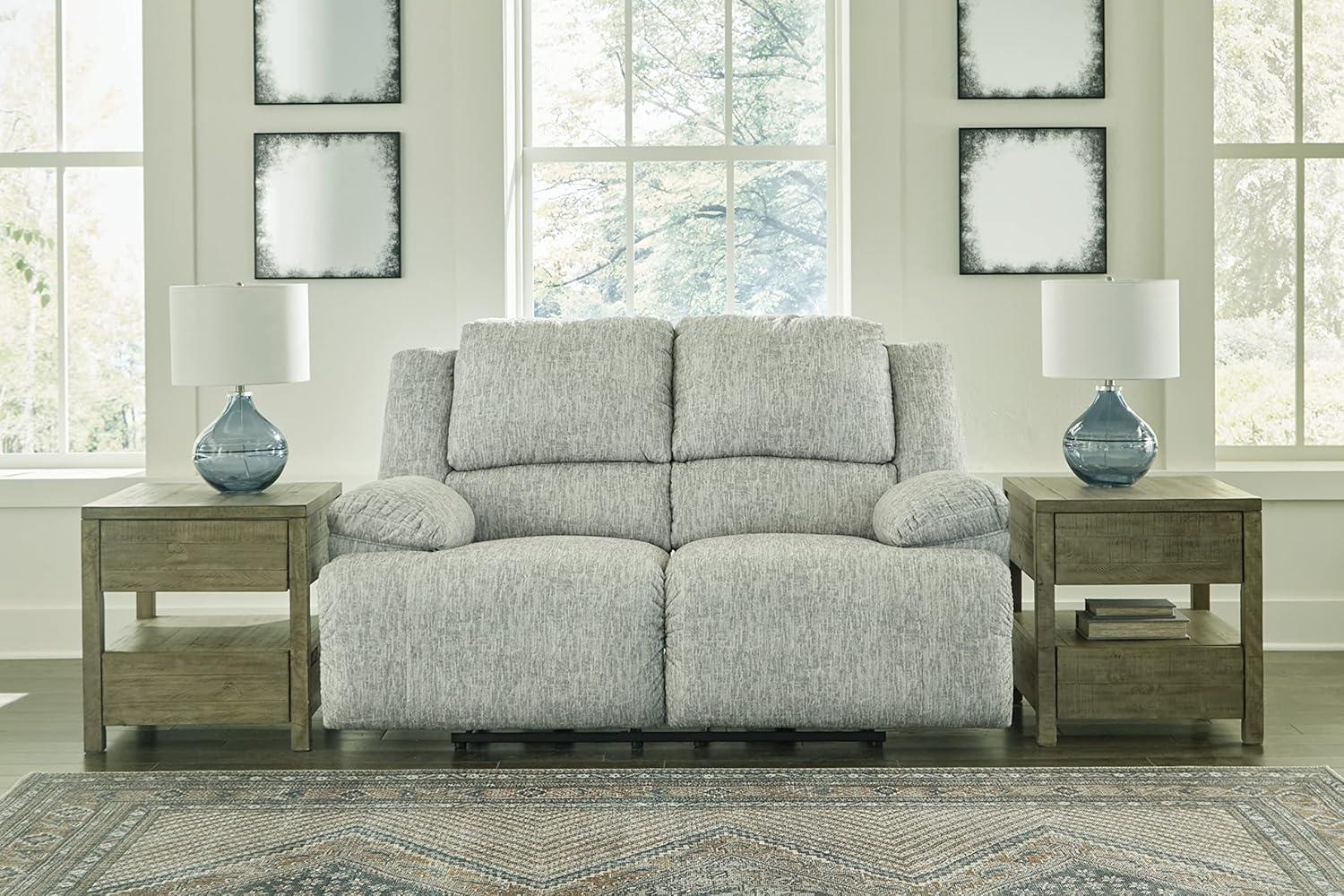 Contemporary Gray Fabric Reclining Loveseat with Cup Holder