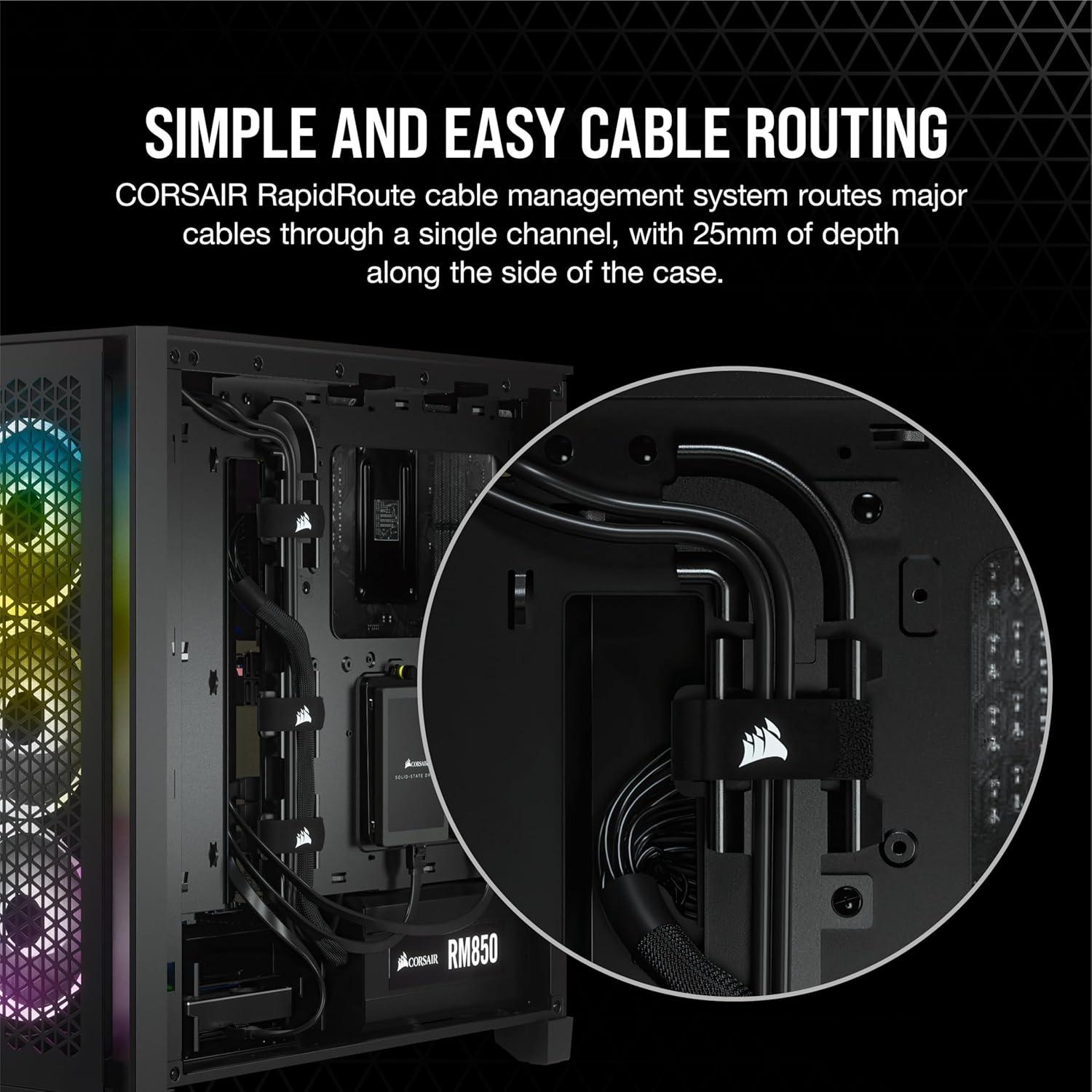 Corsair 4000D AIRFLOW Tempered Glass Mid-Tower ATX Case - Black - Mid-tower - Black - Steel, Tempered Glass, Plastic - 4 x Bay - 2 x 4.72" x Fan(s) Installed - 0 - ATX Motherboard Supported - 6 x