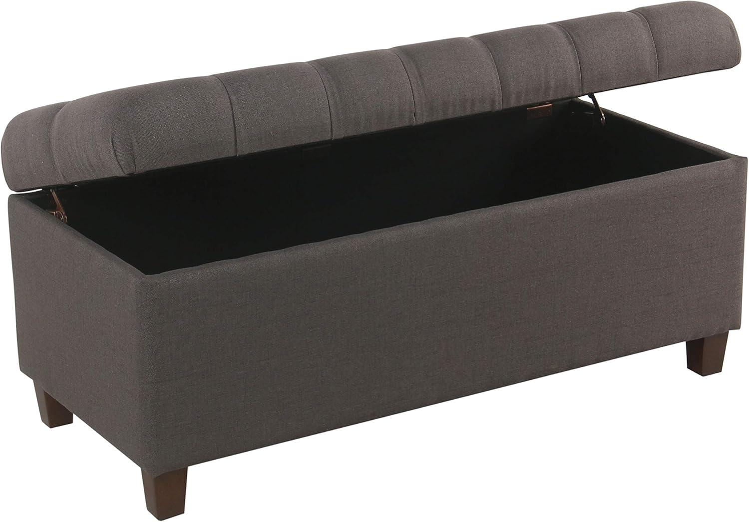 Charcoal Gray Tufted Storage Ottoman Bench with Hinged Lid