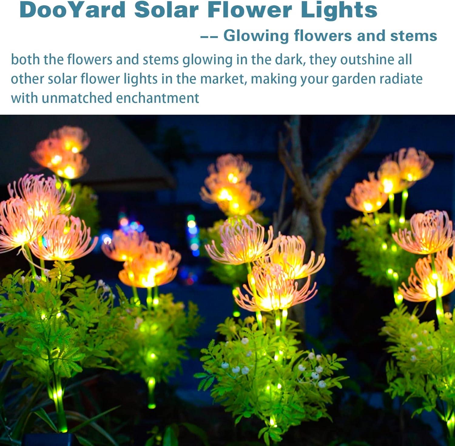 Pink Solar LED Flower Garden Lights, Waterproof Outdoor Decor