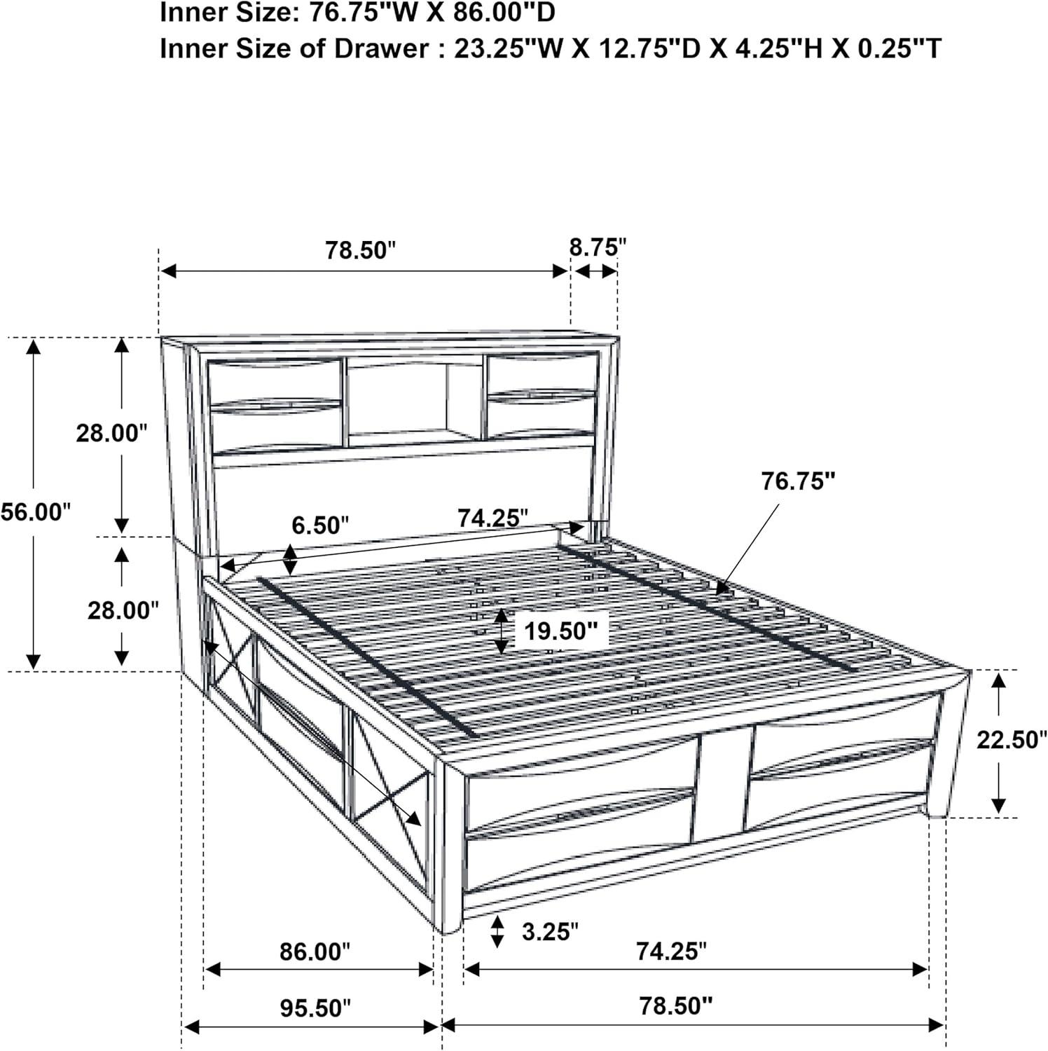 Briana California King Platform Storage Bed Black
