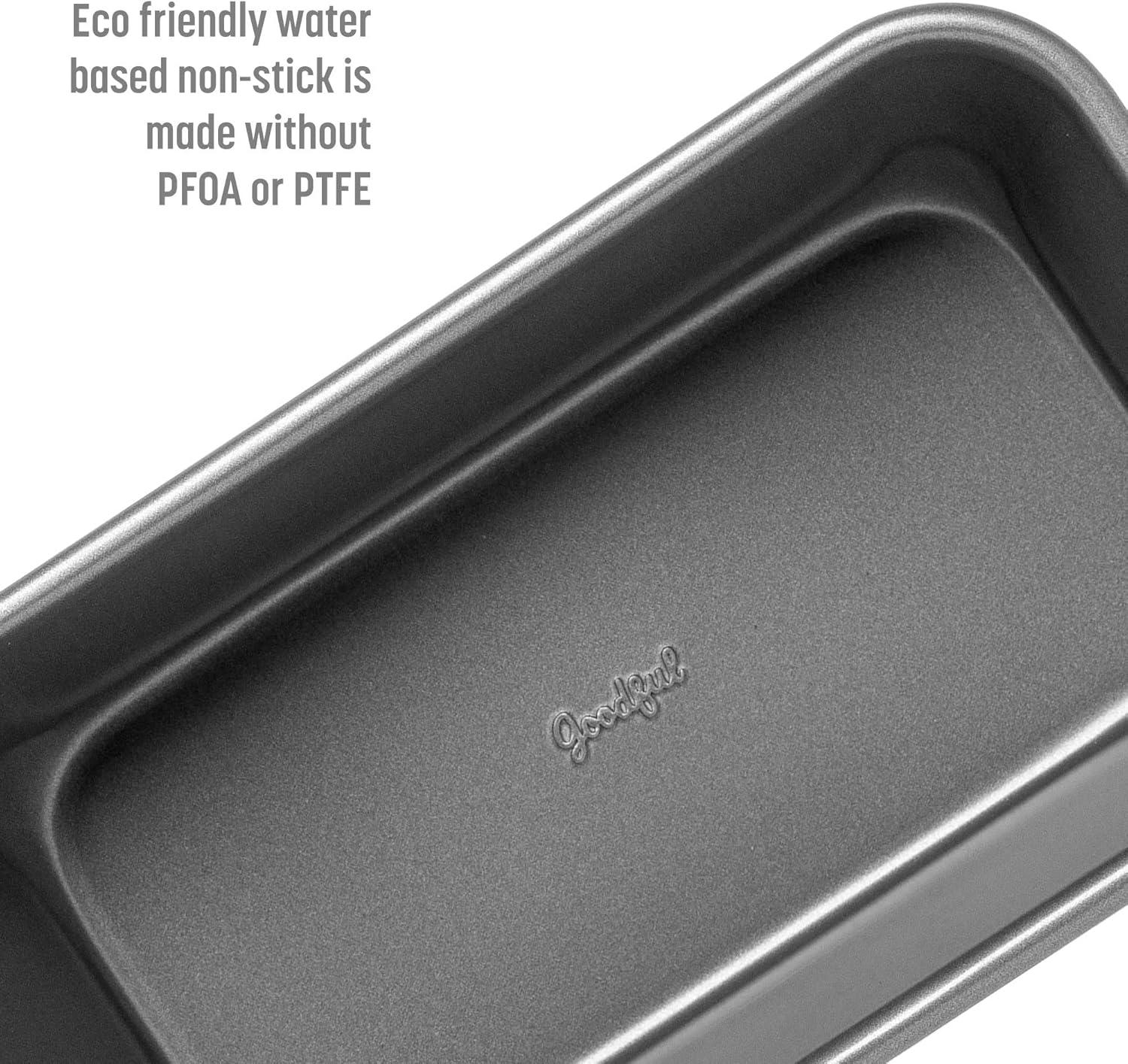 Goodful Nonstick Loaf Pan Set, Heavy Duty Carbon Steel with Quick Release Coating, Made without PFOA, Dishwasher Safe, 2-Pack Bakeware Set, 9-Inch x 5-Inch, Gray