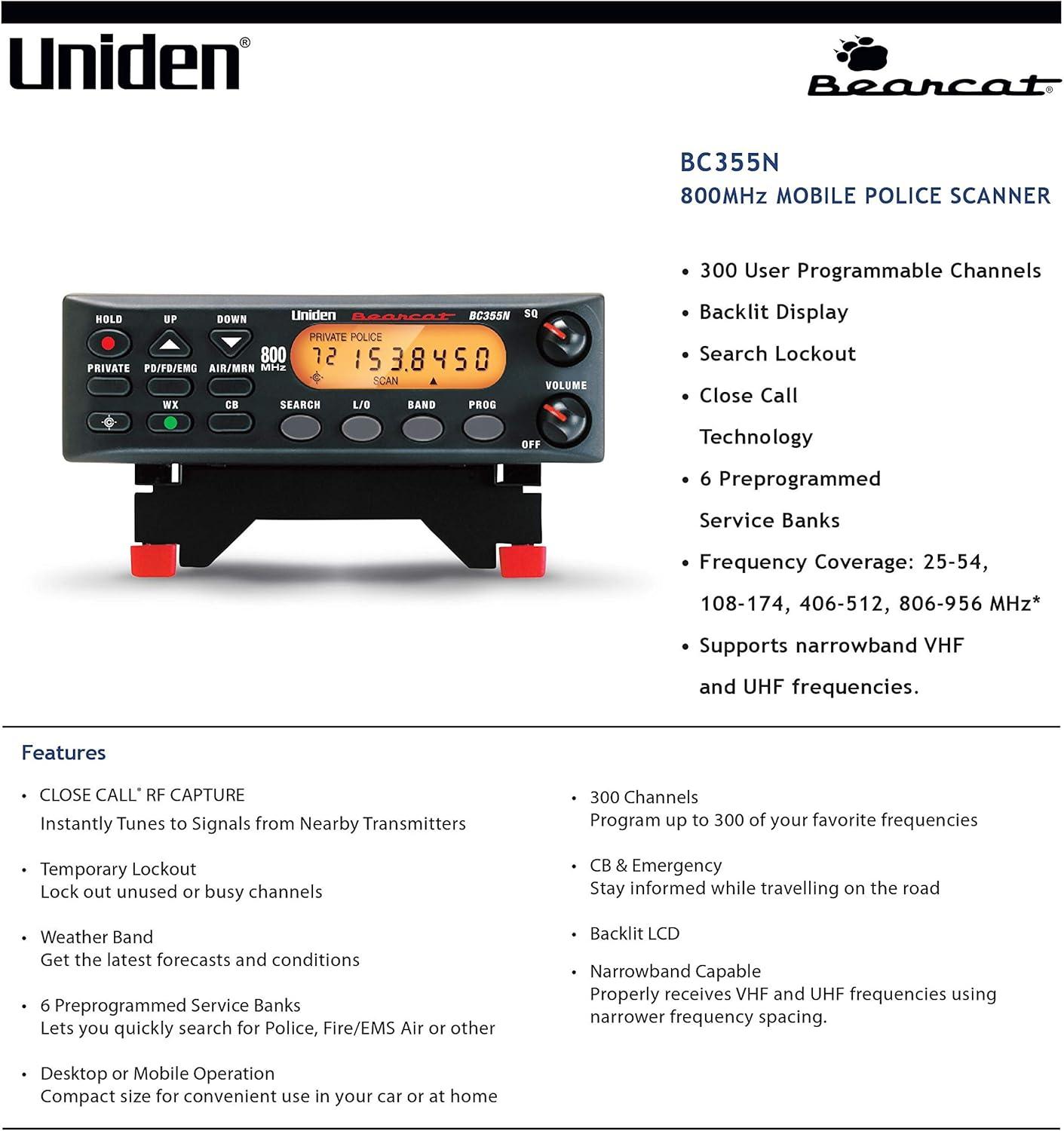 Uniden® Bearcat® Mobile/Base Scanner, BC355N in Black