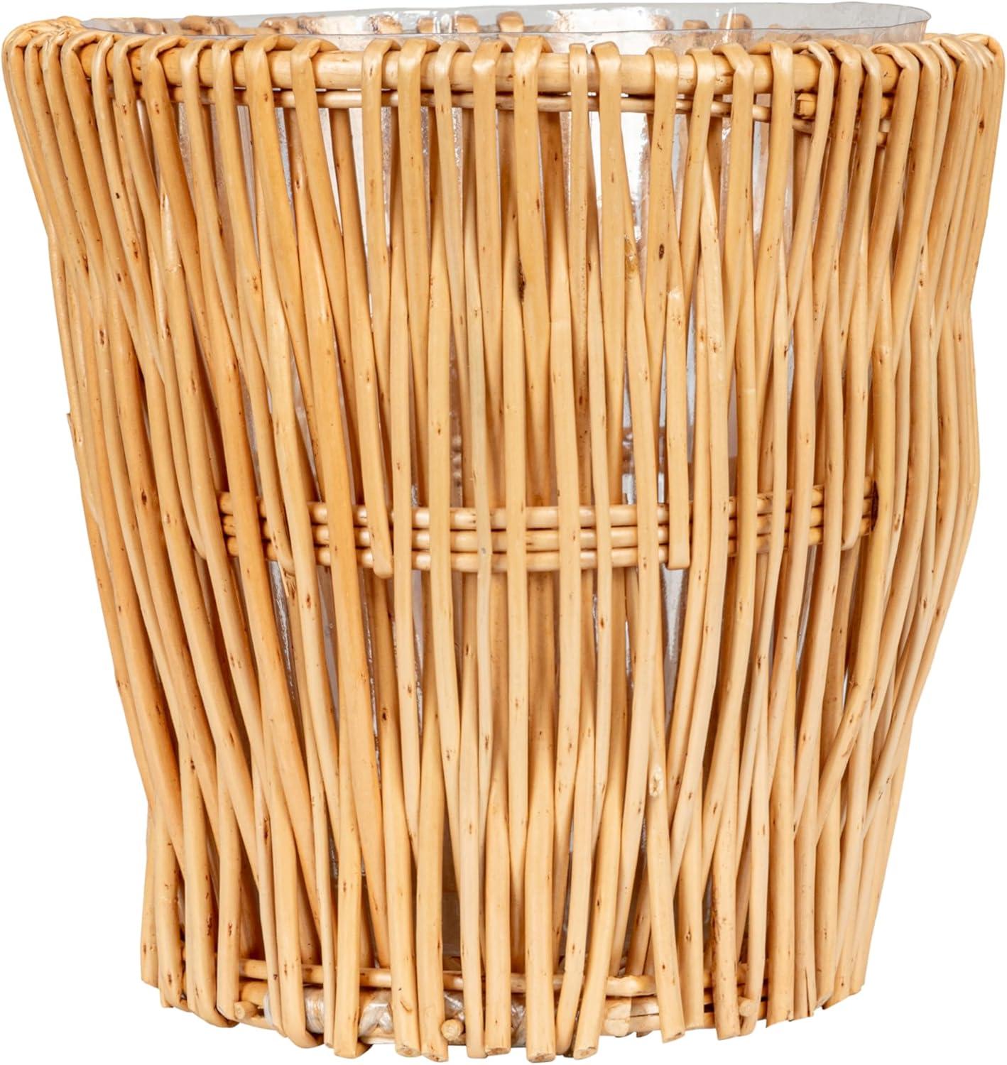 Household Essentials Small Reed Willow Waste Basket, Handwoven Basket with Removable Liner, Attractive Alternative to Plastic or Metal Cans, Natural