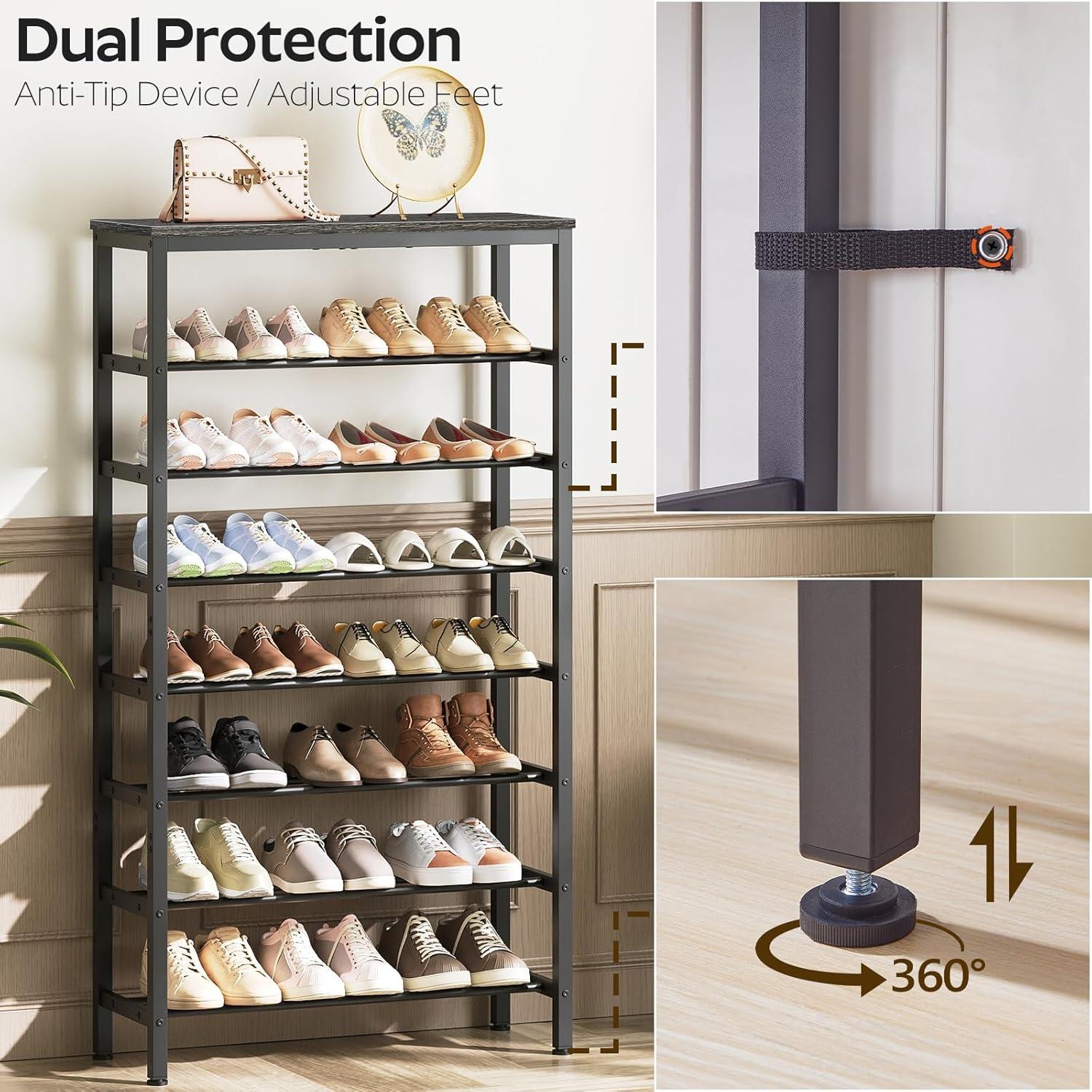 Shoe Rack, 6-Tier Shoe Organizer, for 18-24 Pairs of Shoes, Large Capacity Shoe Storage Shelf, Durable and Stable, for Entryway, Closet, Hallway, Dorm Room, Industrial, Rustic Brown BF67XJ01G1