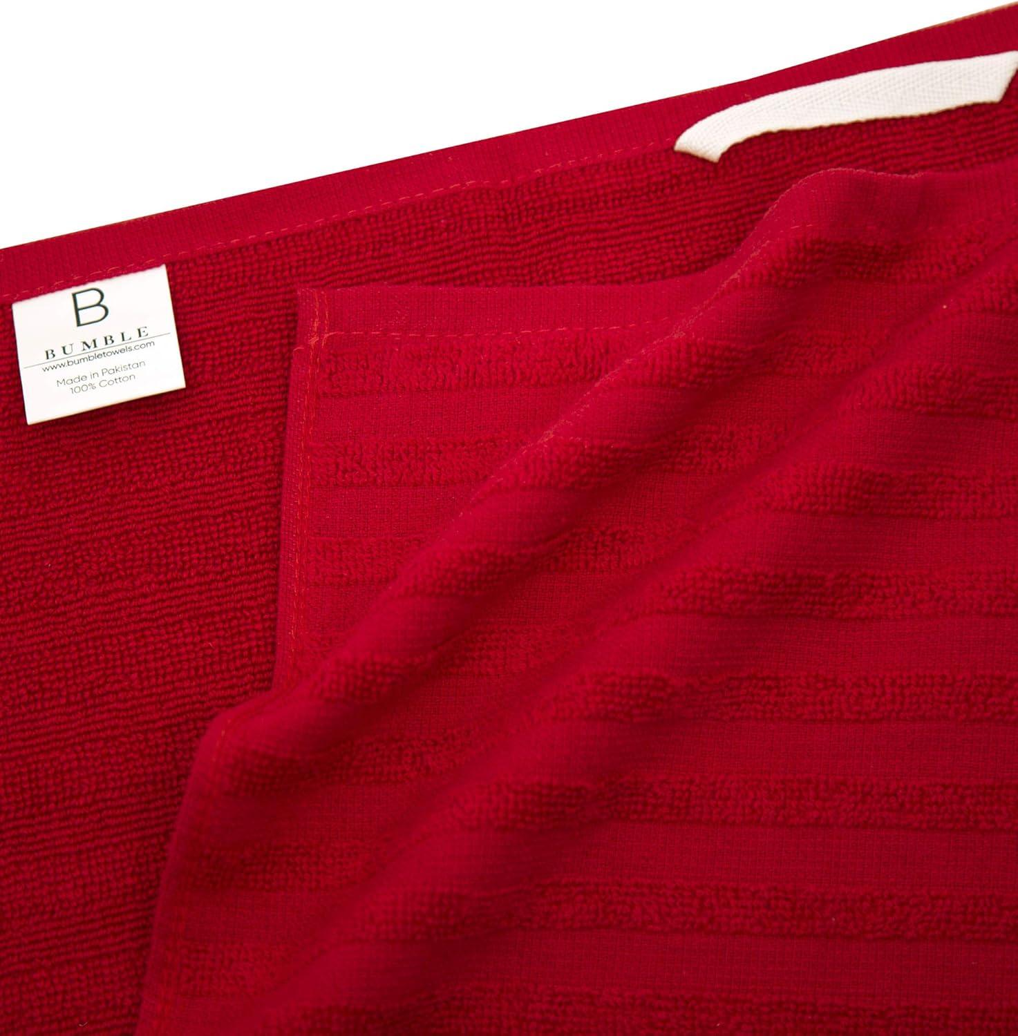 Premium Kitchen Towels (20”x 28”, 6 Pack) – Large Cotton Kitchen Hand Towels – Flat & Terry Towel – Highly Absorbent Tea Towels Set with Hanging Loop (Wide Stripe Red)