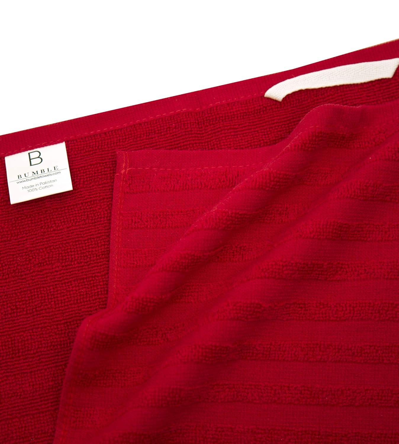 Premium Kitchen Towels (20”x 28”, 6 Pack) – Large Cotton Kitchen Hand Towels – Flat & Terry Towel – Highly Absorbent Tea Towels Set with Hanging Loop (Wide Stripe Red)