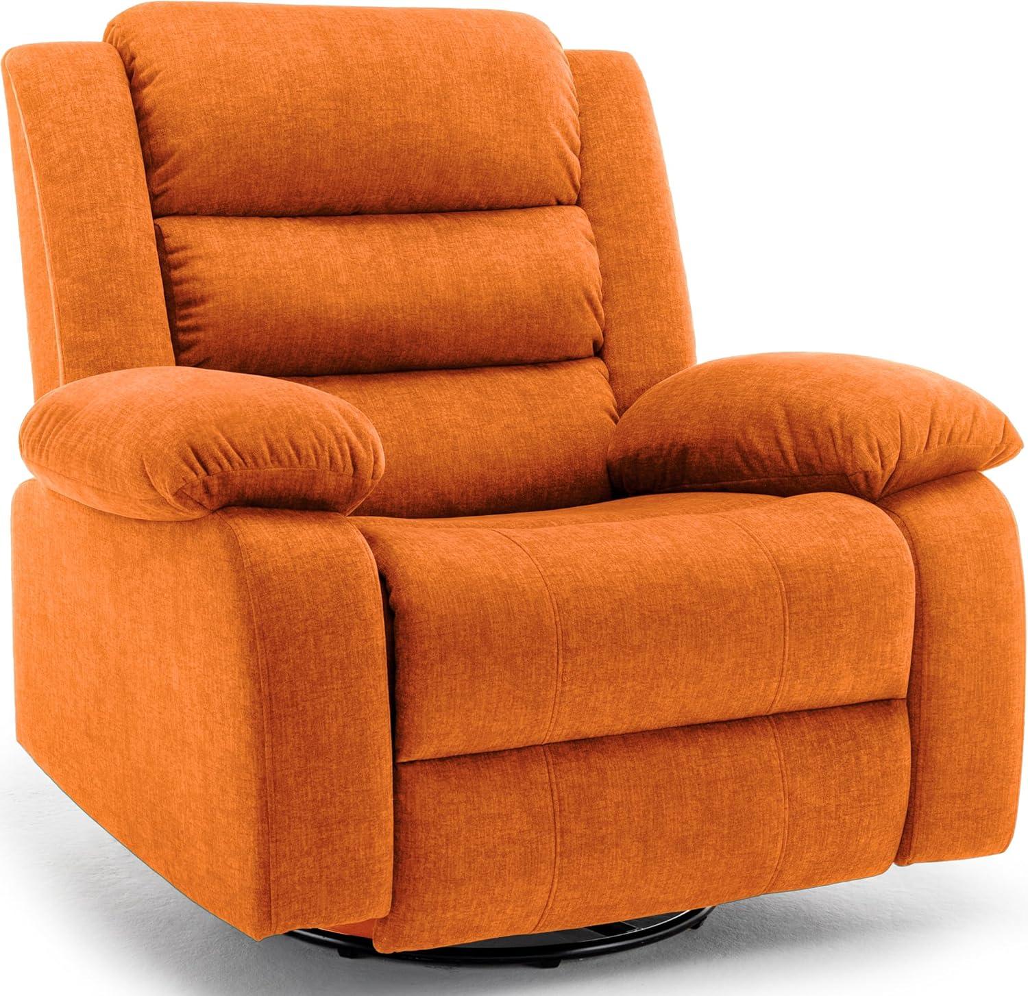 Oversized Orange Faux Leather Recliner with Massage and Heating