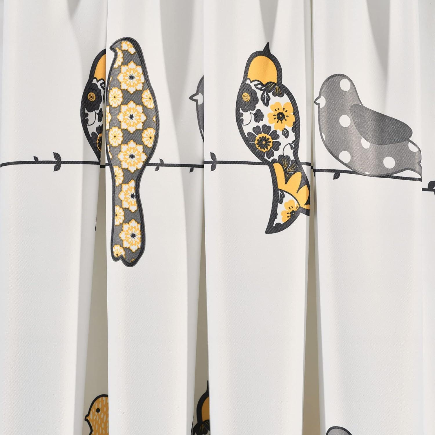 2pk 52"x63" Light Filtering Rowley Birds Curtain Panel Yellow - Lush Décor