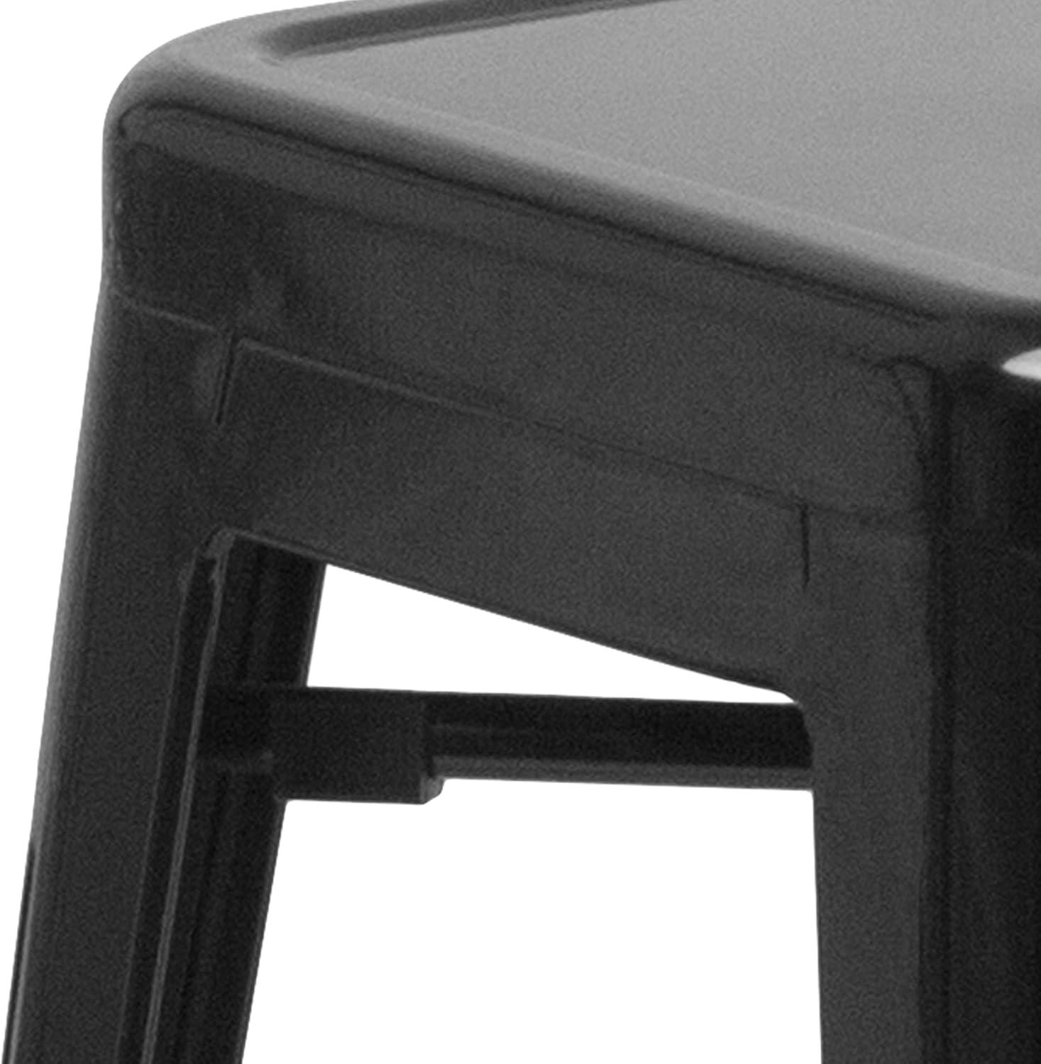 Flash Furniture Commercial Grade 30" High Backless Black Metal Indoor-Outdoor Barstool with Square Seat