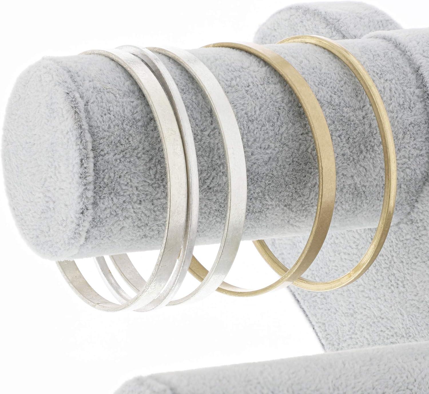 Juvale Velvet 3-Tier Jewelry Holder for Necklaces and Bracelets - Organizer Tower and Display for Selling (Gray)