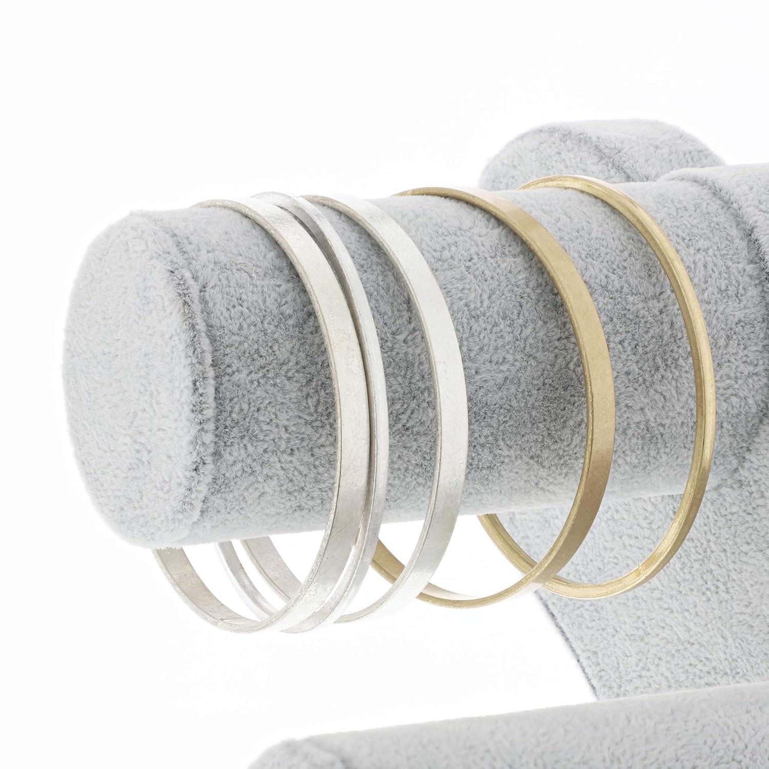 Juvale Velvet 3-Tier Jewelry Holder for Necklaces and Bracelets - Organizer Tower and Display for Selling (Gray)