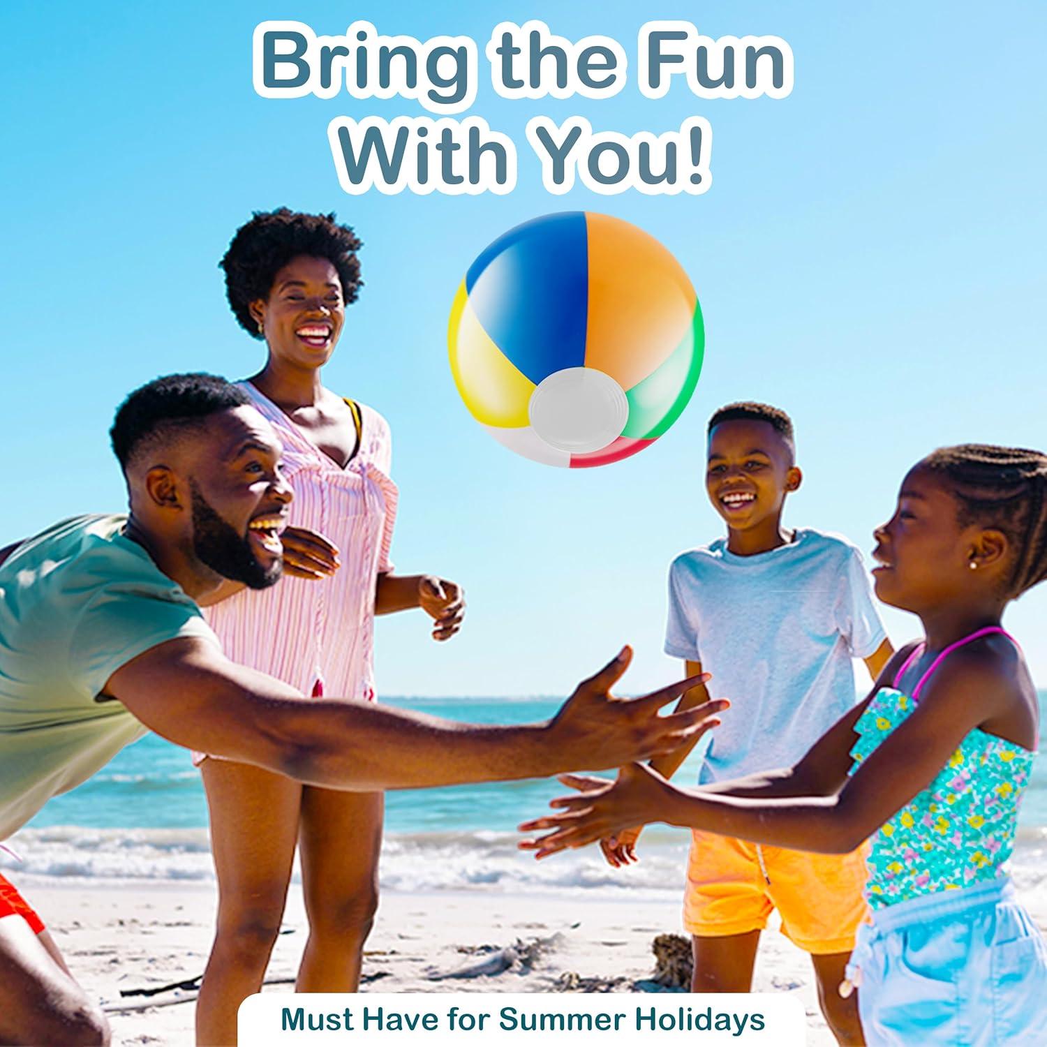 23 Pcs Rainbow Beach Balls Bulk Variety Pack - (10) 5-inch, (10) 12-inch, (3) 20-inch Sizes Large Beach Ball - Inflatable Vinyl Pool Toys for Kids, Themed Party & Pool Party Decorations