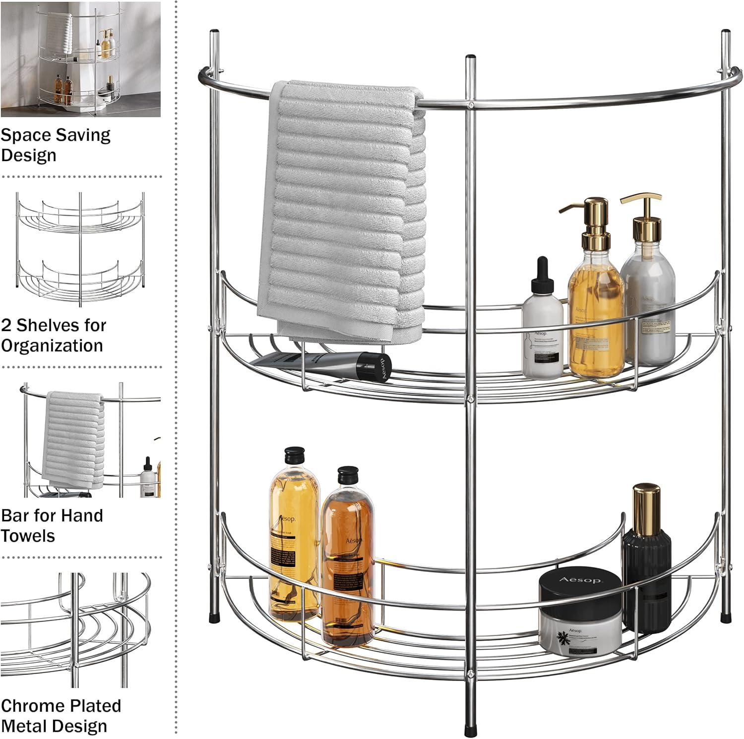 Lavish Home Pedestal Under Sink Organizer, Silver