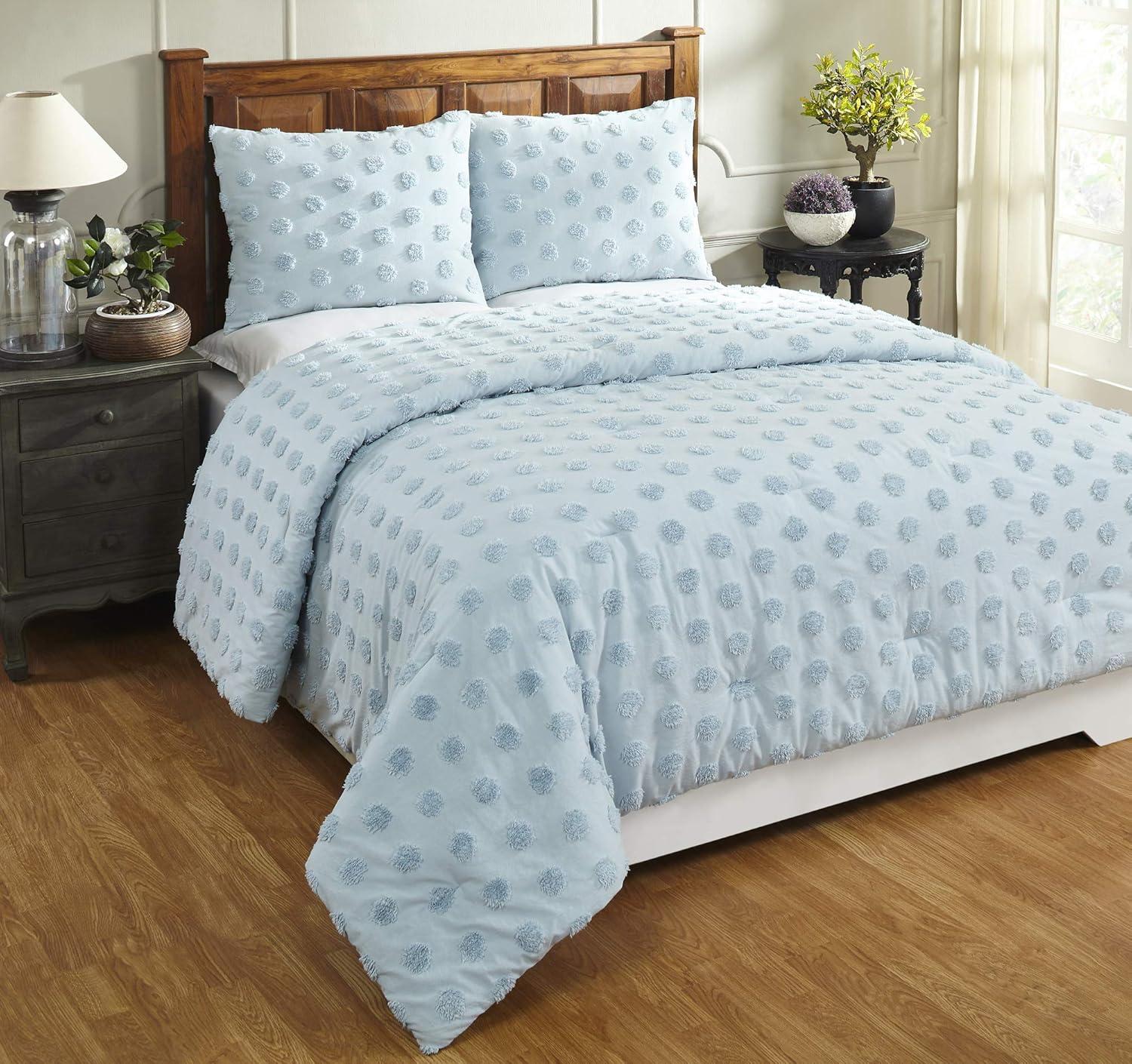 Better Trends Athenia Collection 100% Cotton Full/Queen Comforter Set in Blue