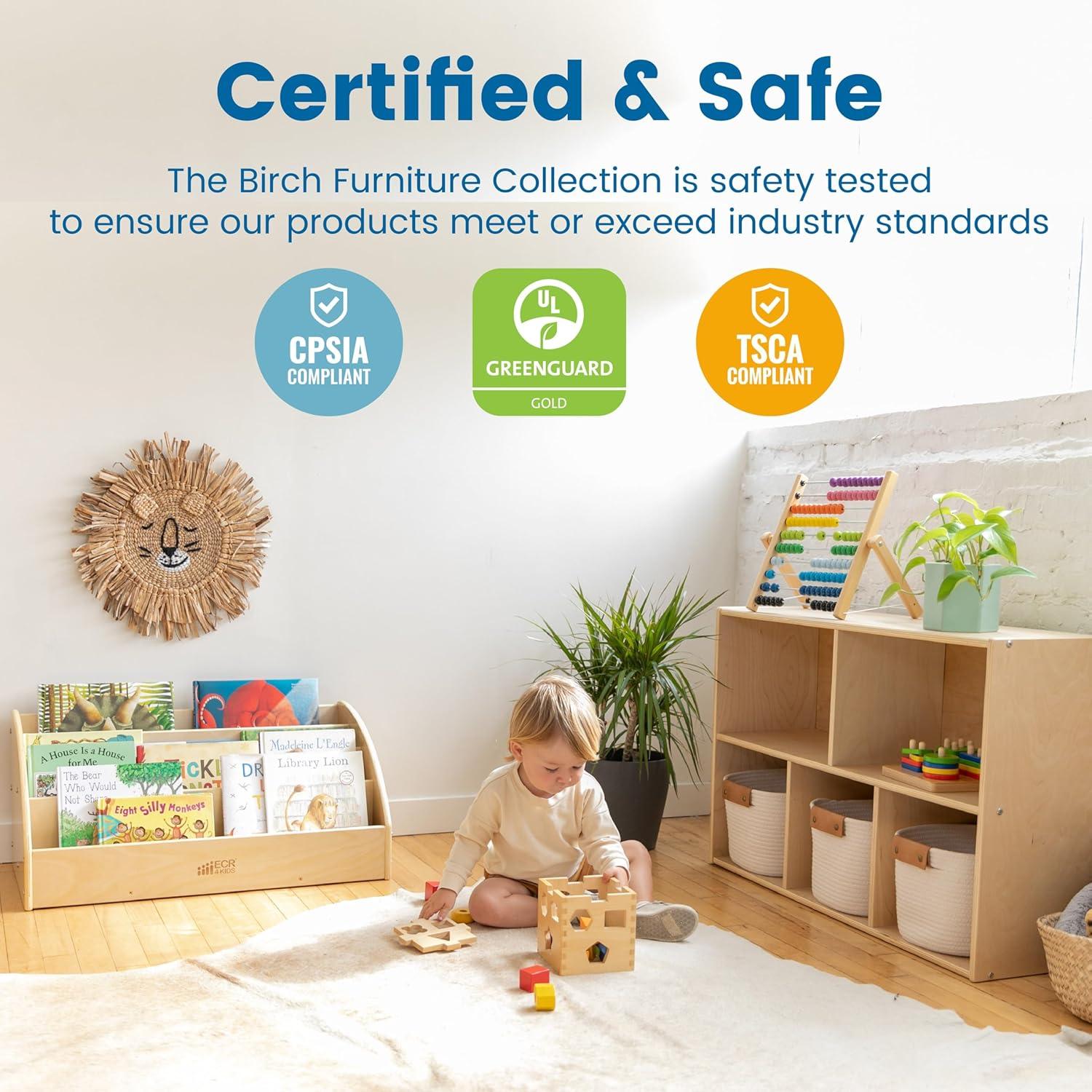 ECR4Kids ECR4Kids 5-Compartment Easy to Reach Book Display, Classroom Storage, Natural